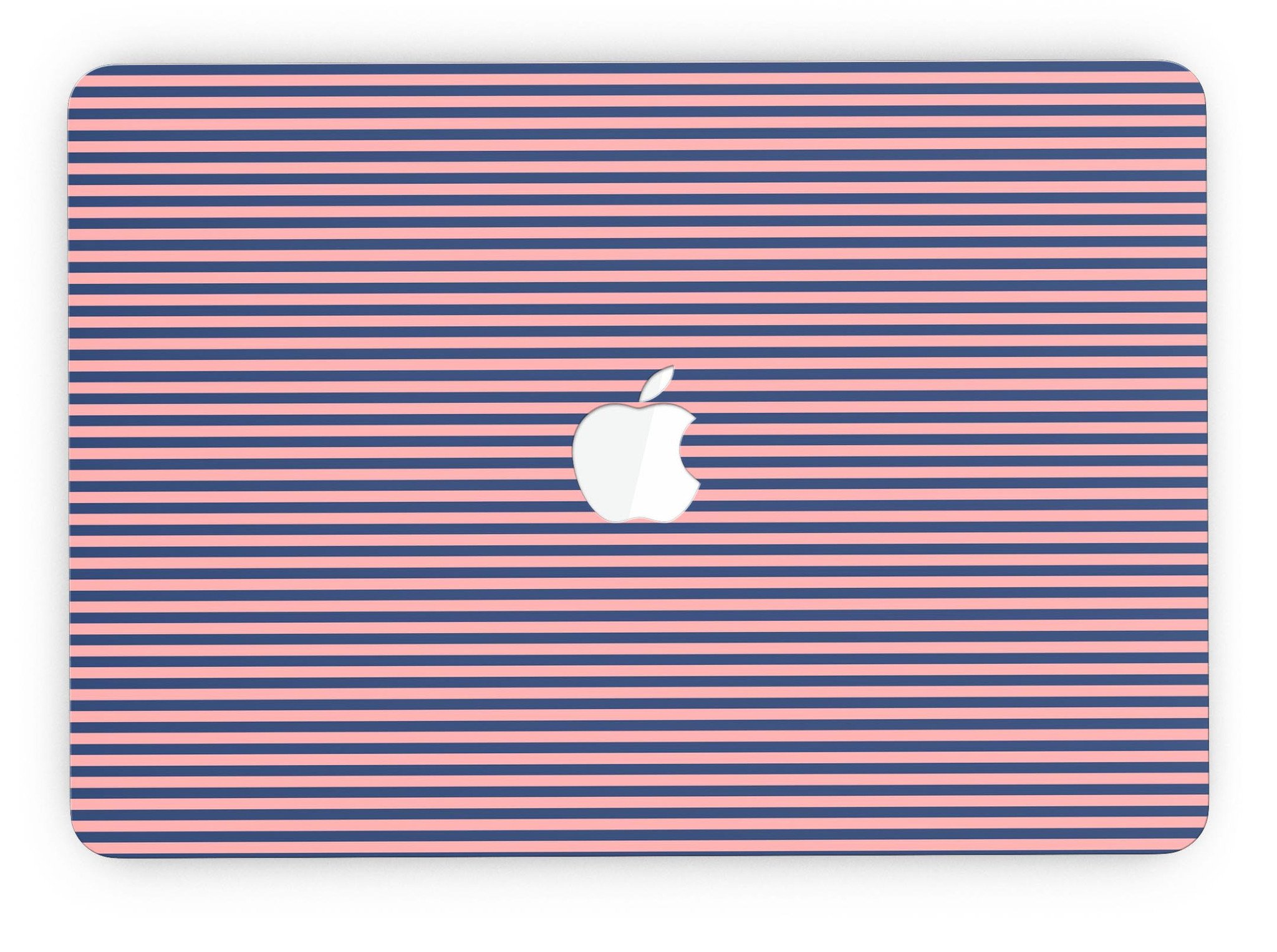Coral and Nay Horizontal Lines skin for MacBook Pro with Retina Display, showcasing vibrant colors and sleek design.