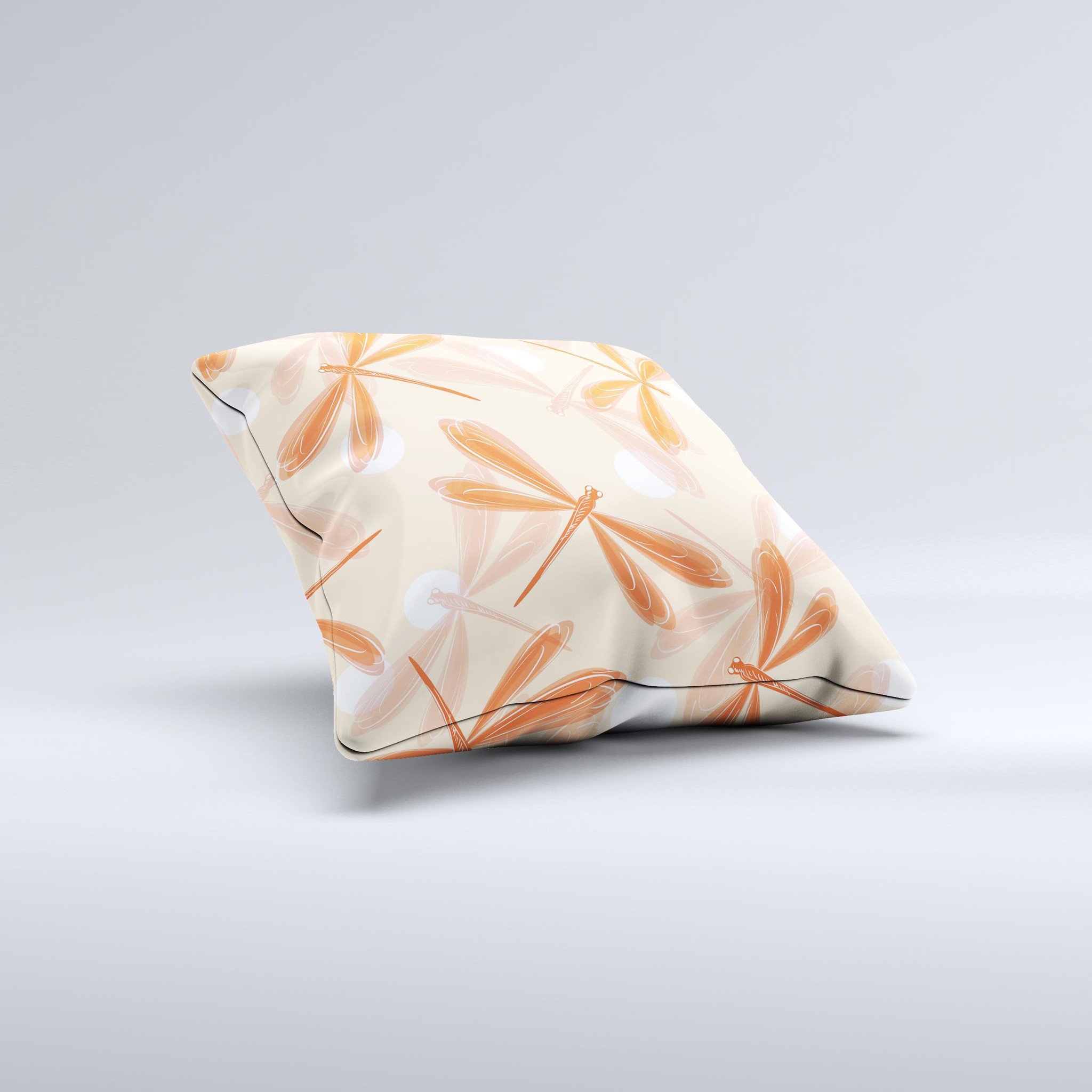 Coral DragonFly Ink-Fuzed Decorative Throw Pillow showcasing vibrant colors and unique handcrafted design.