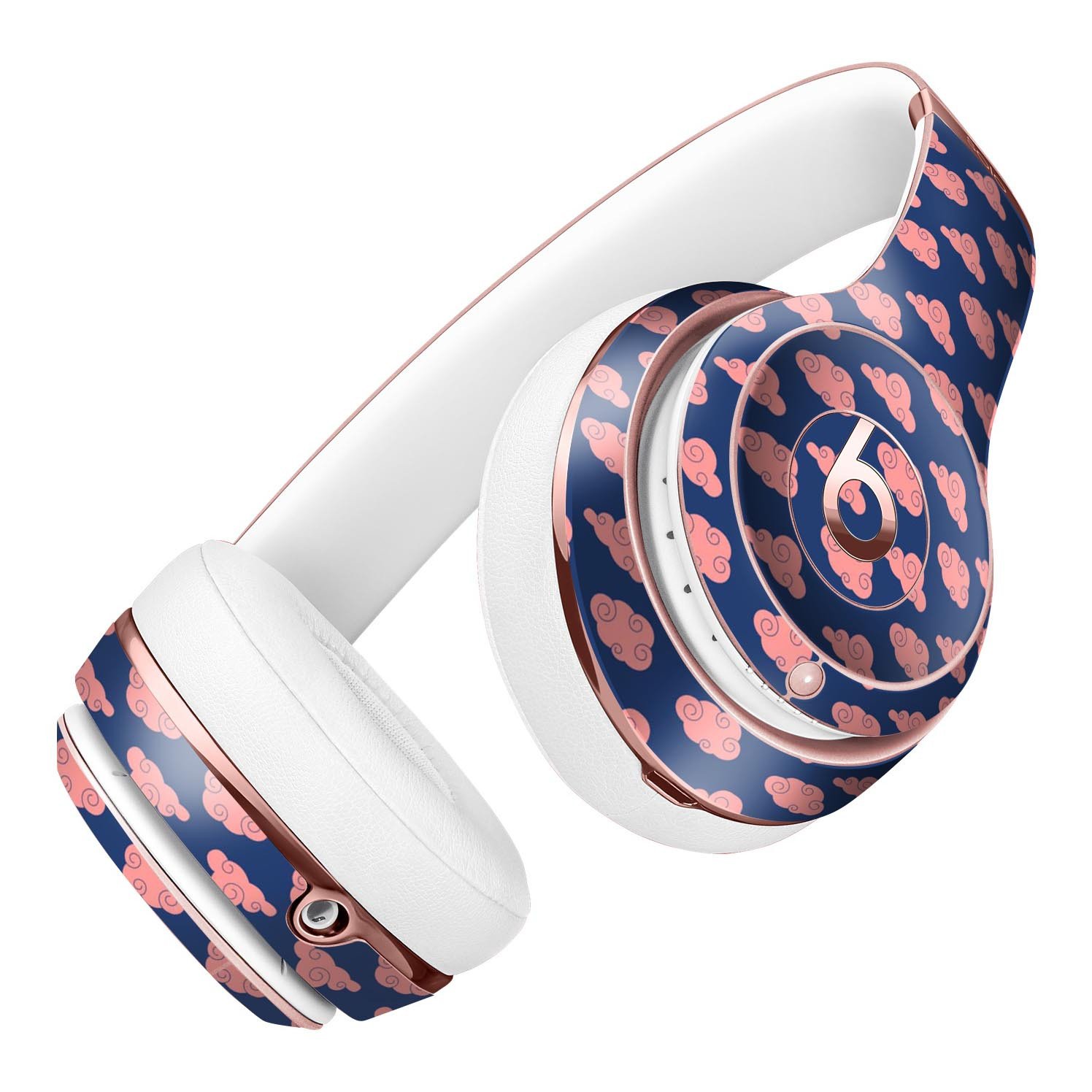 Coral Micro Cloud Swirls skin kit for Beats by Dre Solo 3 Wireless Headphones, showcasing vibrant colors and precise fit.
