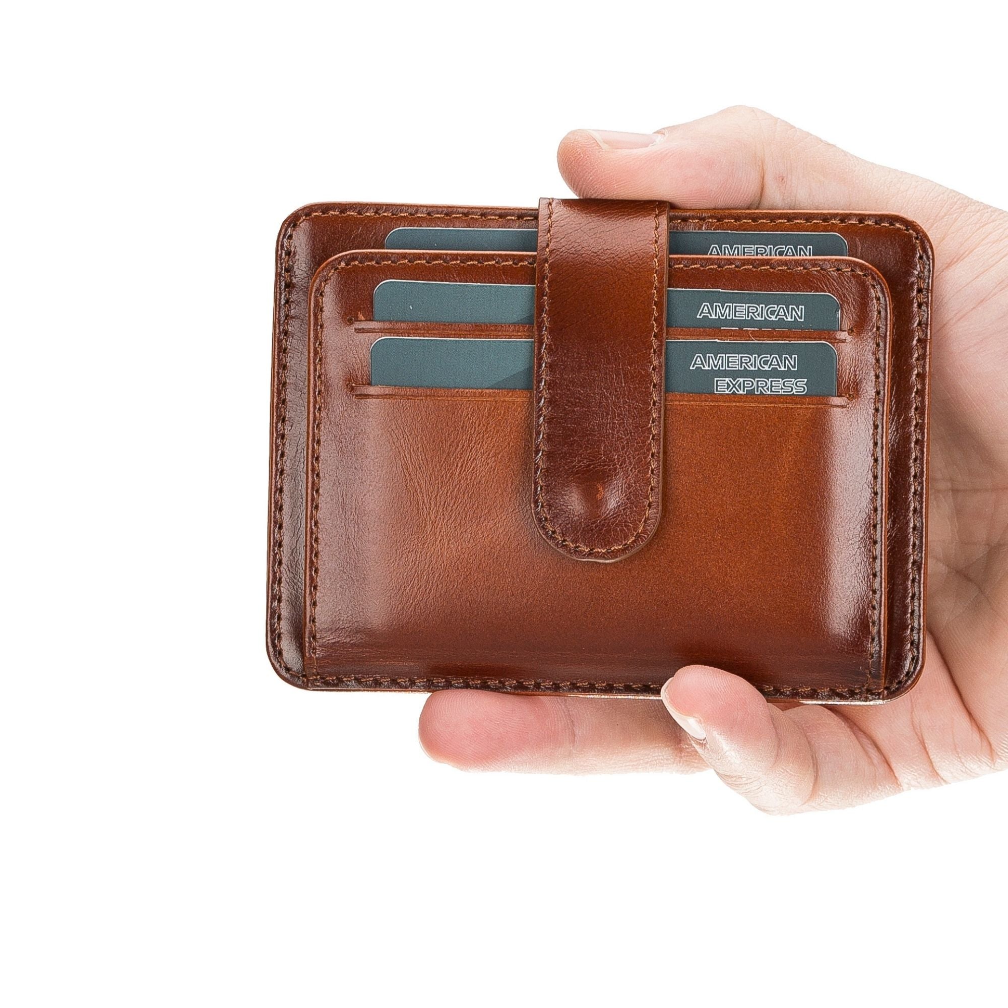 Cortez Handcrafted Leather Slim Wallet showcasing its elegant design and multiple card slots.