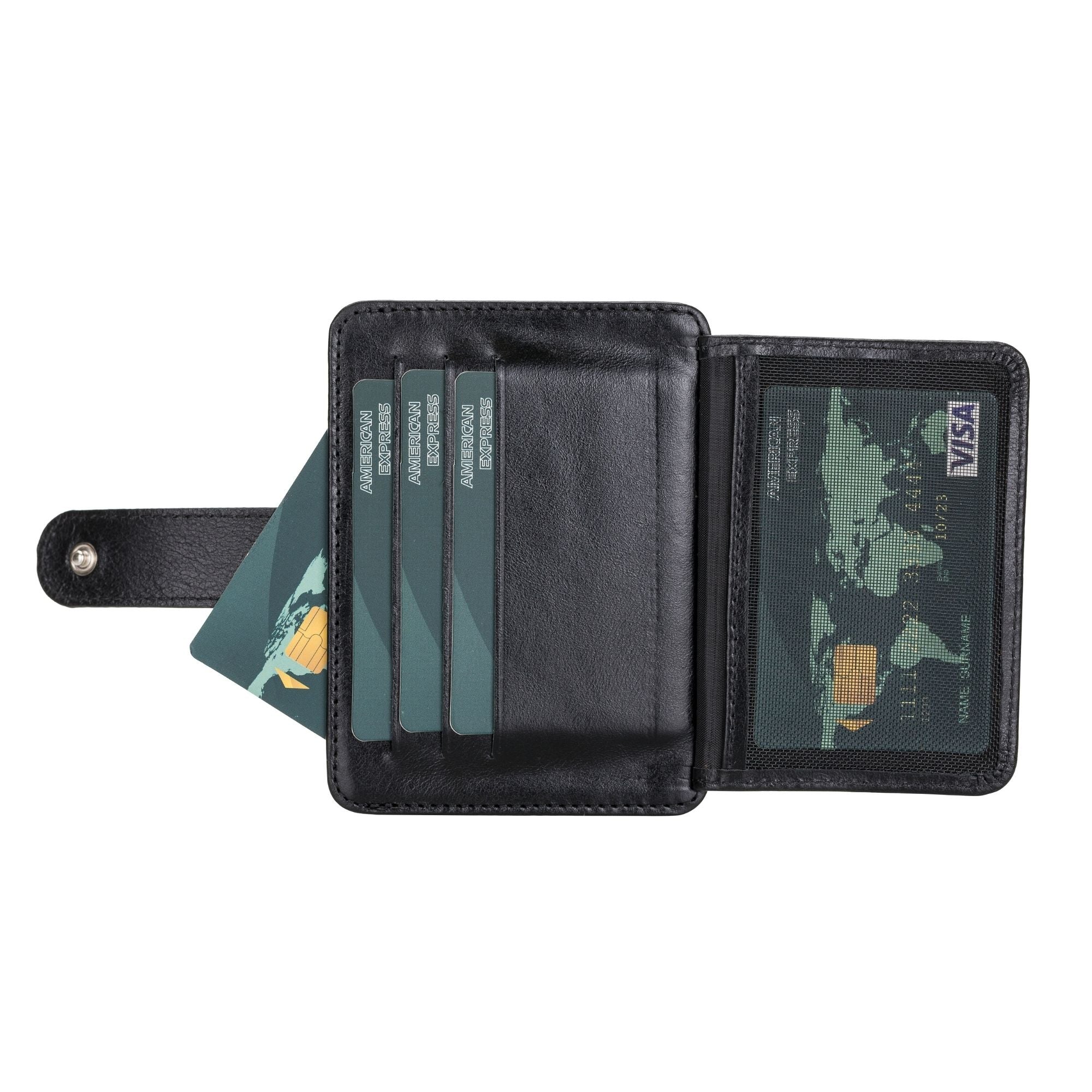 Cortez Handcrafted Leather Slim Wallet showcasing its elegant design and multiple card slots.