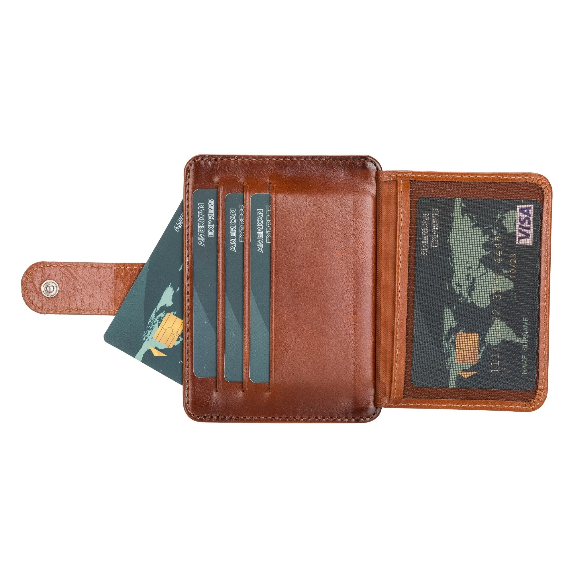 Cortez Handcrafted Leather Slim Wallet showcasing its elegant design and multiple card slots.