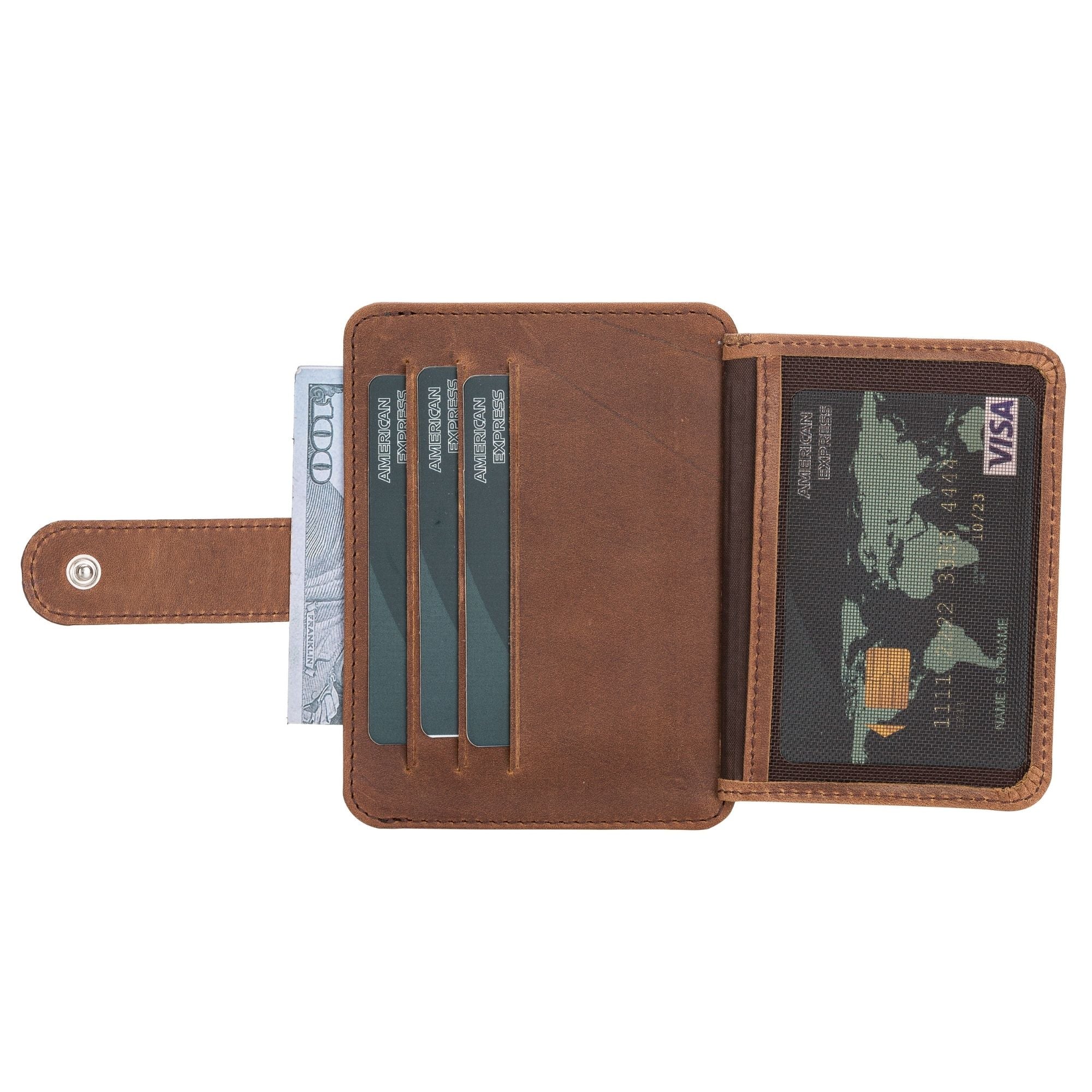 Cortez Handcrafted Leather Slim Wallet showcasing its elegant design and multiple card slots.