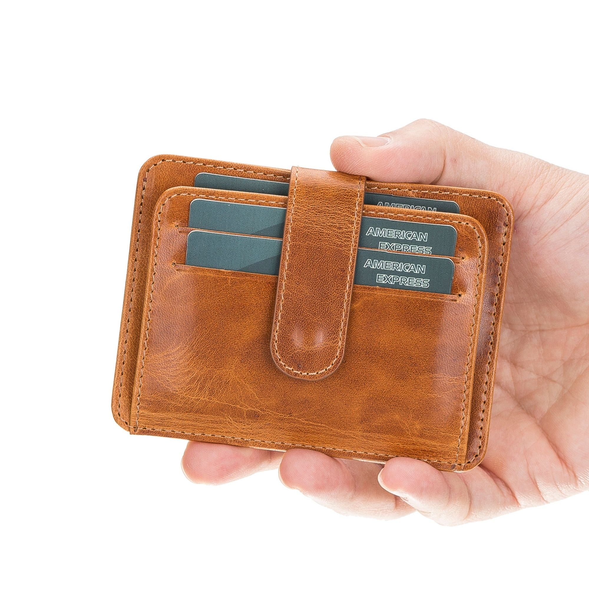 Cortez Handcrafted Leather Slim Wallet showcasing its elegant design and multiple card slots.