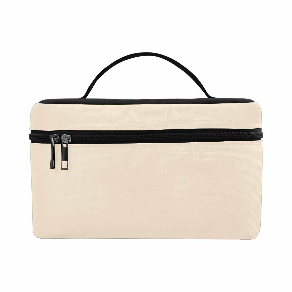 Champagne Beige Cosmetic Bag with multiple compartments and secure zipper closure, perfect for organizing beauty essentials.