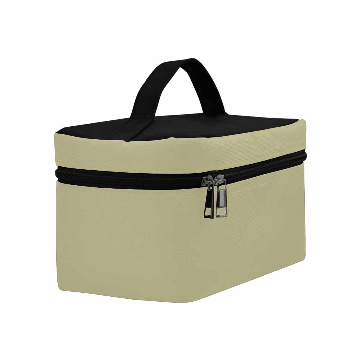 Sage Green Cosmetic Bag with multiple compartments and secure zipper closure, perfect for organizing beauty essentials.