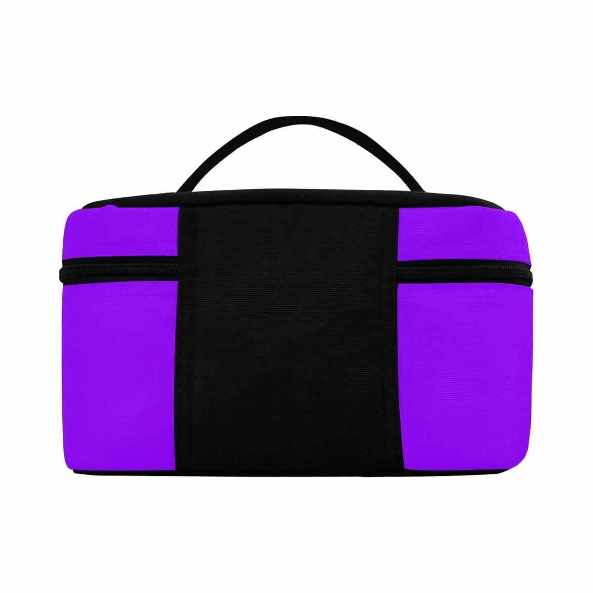 Violet travel case cosmetic bag with multiple compartments and zipper closure, perfect for organizing beauty essentials.