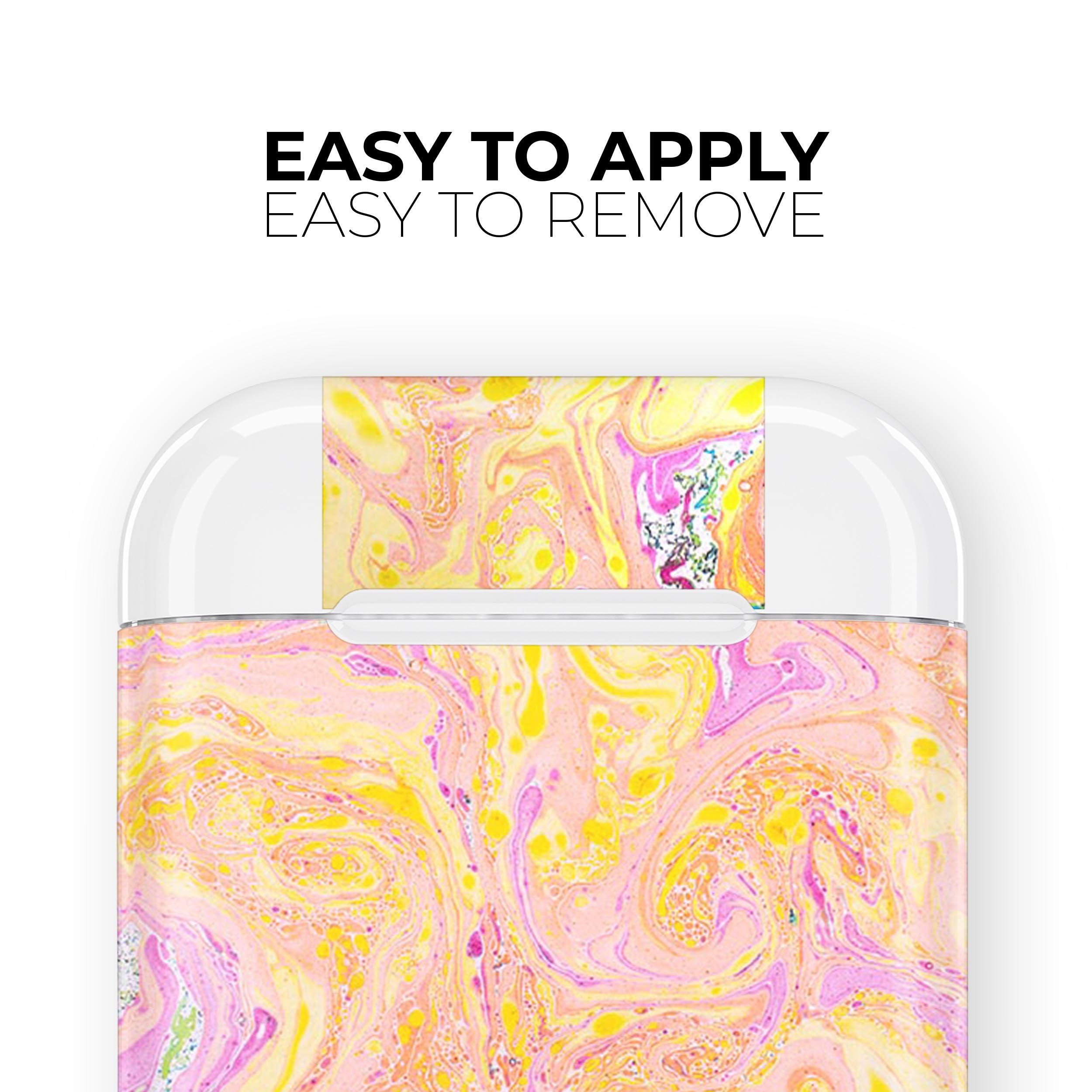 Cotton Candy Oil Mix skin decal wrap kit for Apple AirPods, showcasing vibrant colors and a stylish design.