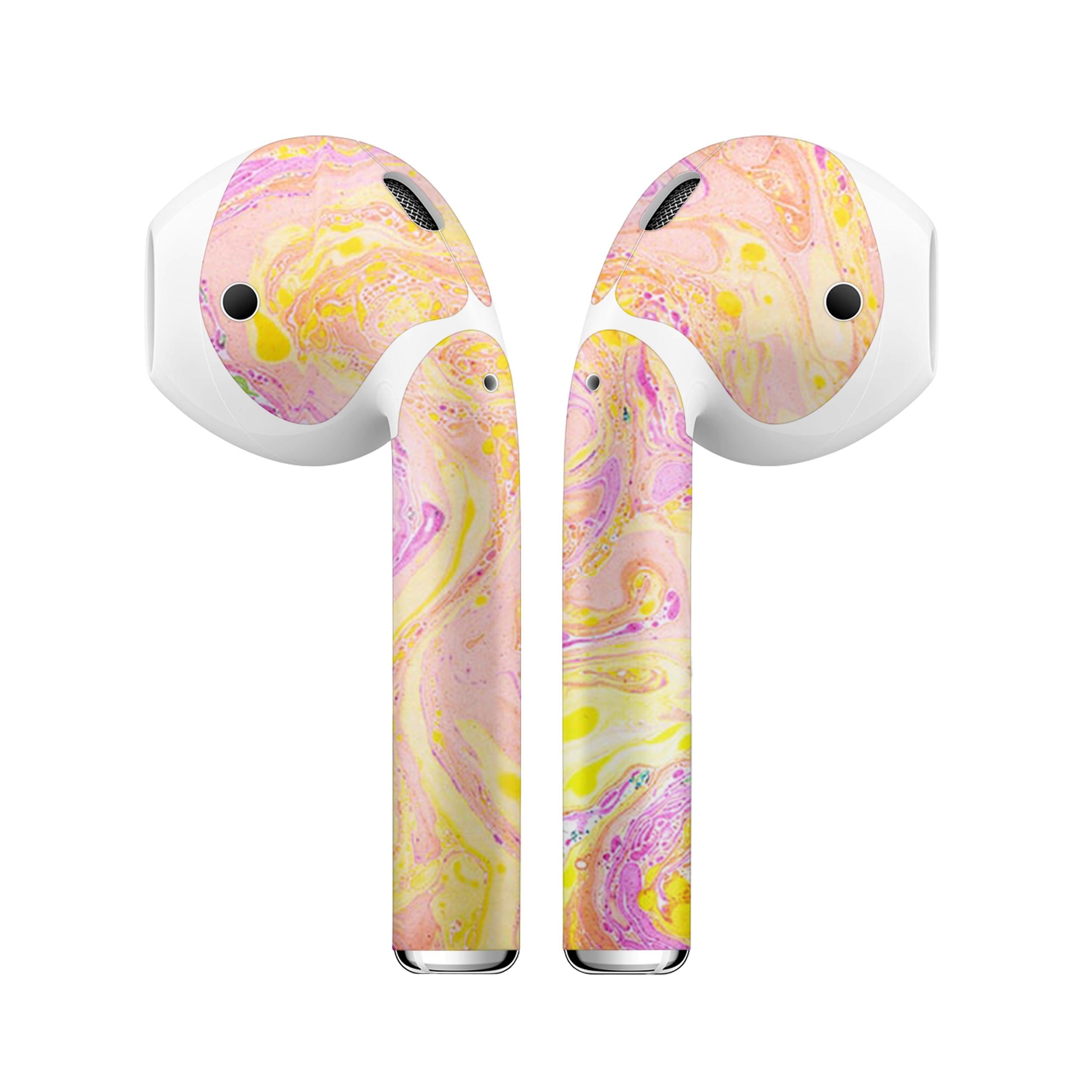 Cotton Candy Oil Mix skin decal wrap kit for Apple AirPods, showcasing vibrant colors and a stylish design.