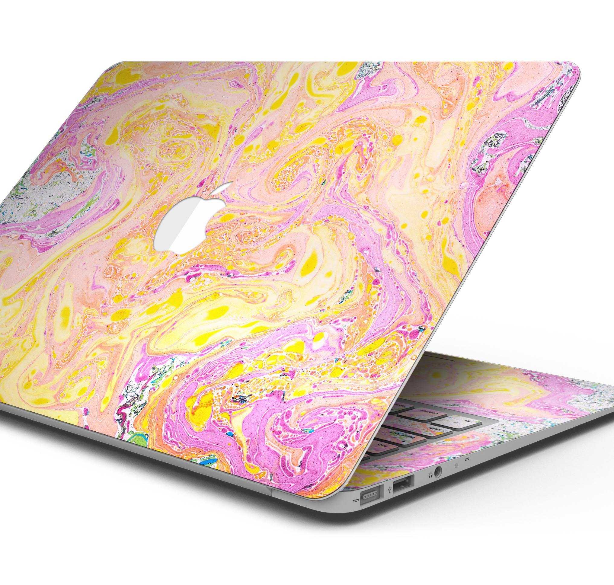 Cotton Candy Oil Mix skin decal wrap kit for Apple MacBook, showcasing vibrant colors and a sleek design.