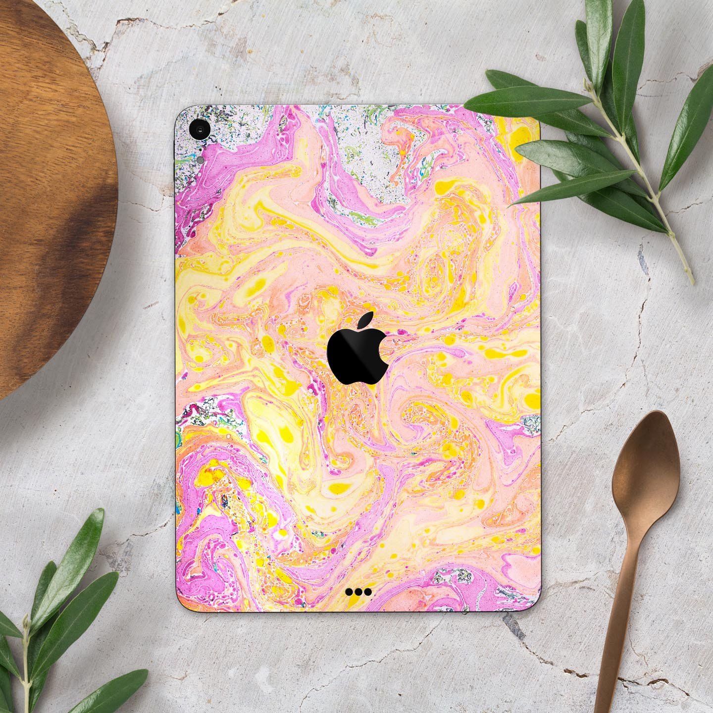 Cotton Candy Oil Mix V3 skin decal for Apple iPad Pro, showcasing vibrant colors and a sleek design.