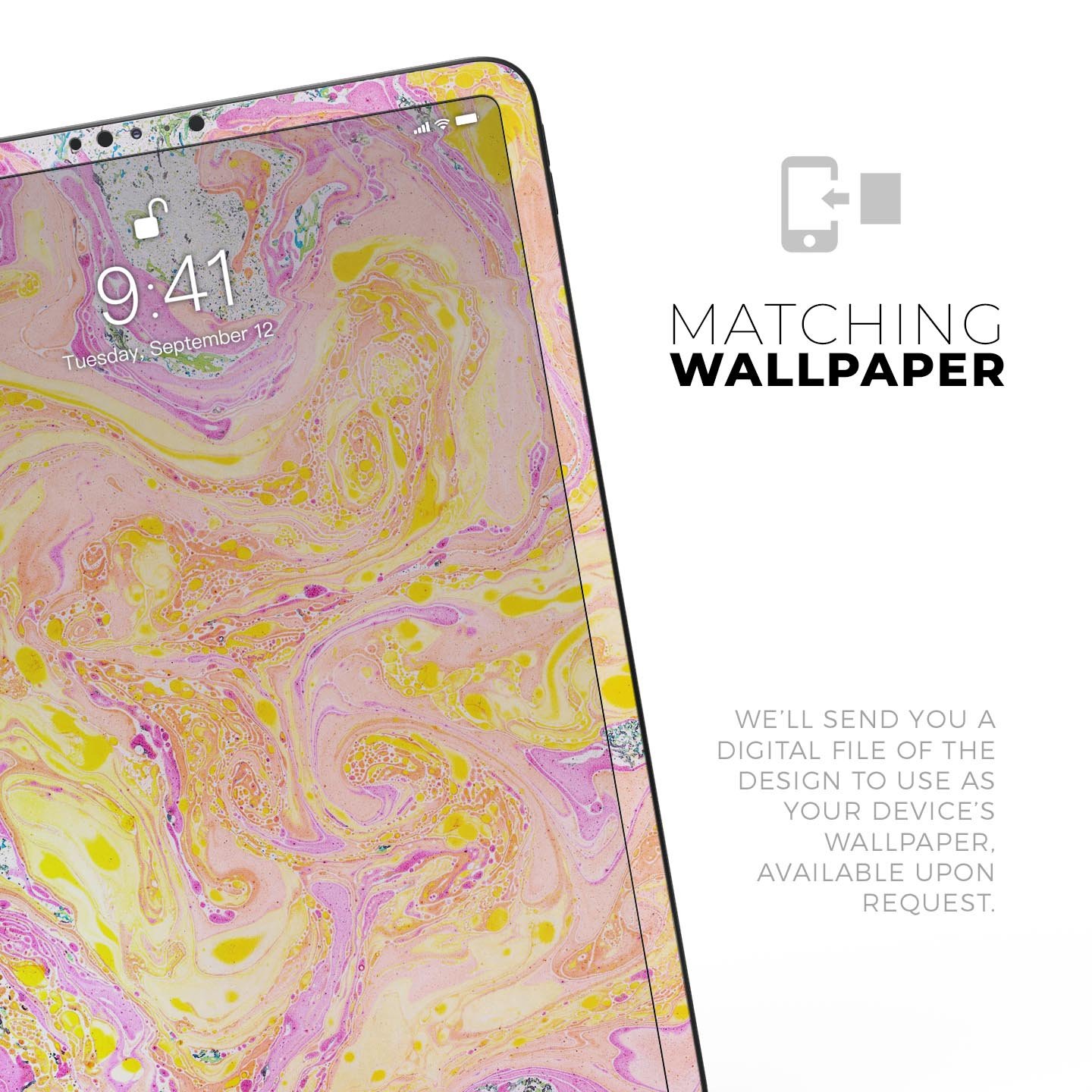 Cotton Candy Oil Mix V3 skin decal for Apple iPad Pro, showcasing vibrant colors and a sleek design.