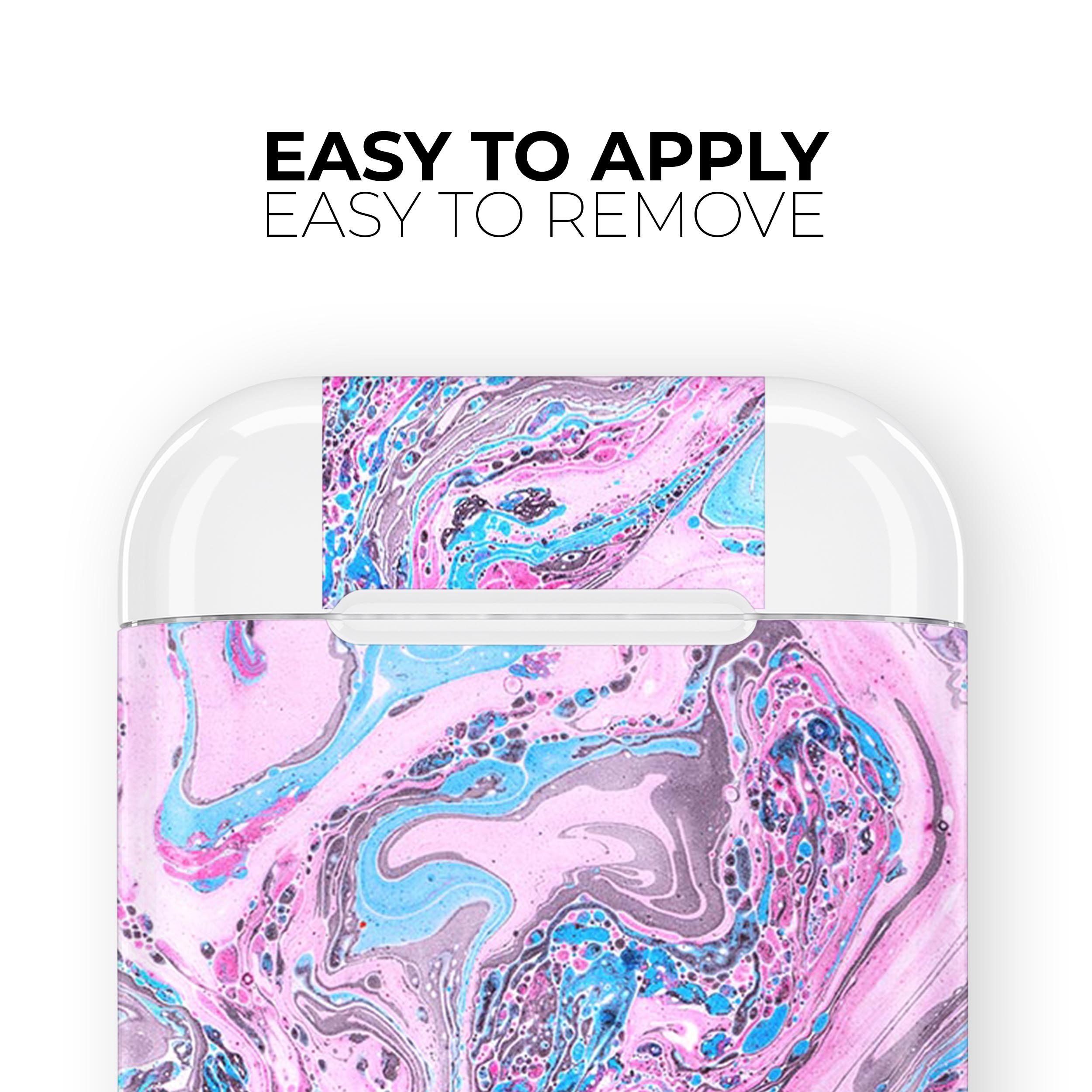 Cotton Candy Oil Mix V3 skin decal wrap kit for Apple AirPods, showcasing vibrant colors and a stylish design.