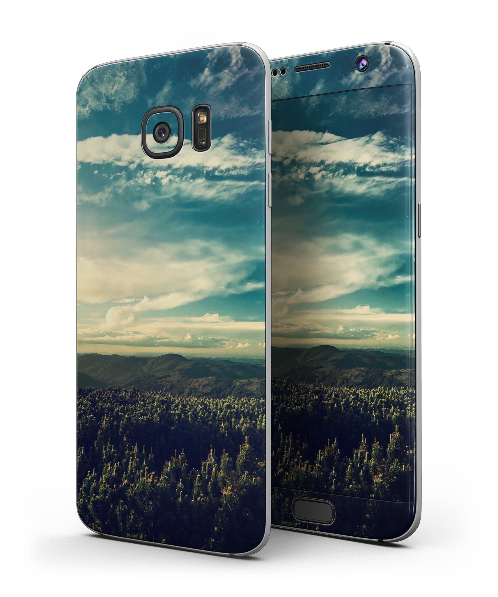 Country Skyline Full Body Skin-Kit for Samsung Galaxy S7 and S7 Edge, showcasing vibrant design and premium vinyl material.