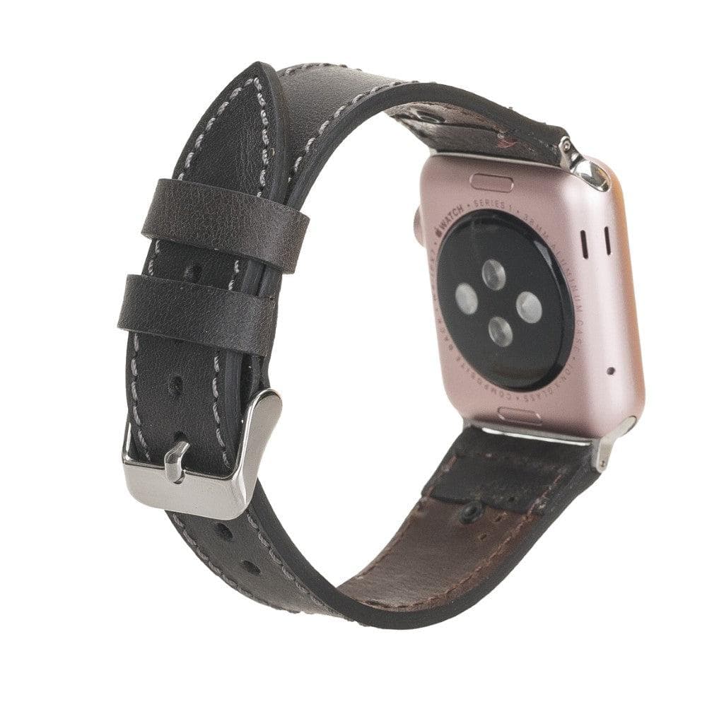 Coventry Classic Apple Watch Leather Strap in premium full-grain leather with stainless steel buckle, showcasing its elegant design.