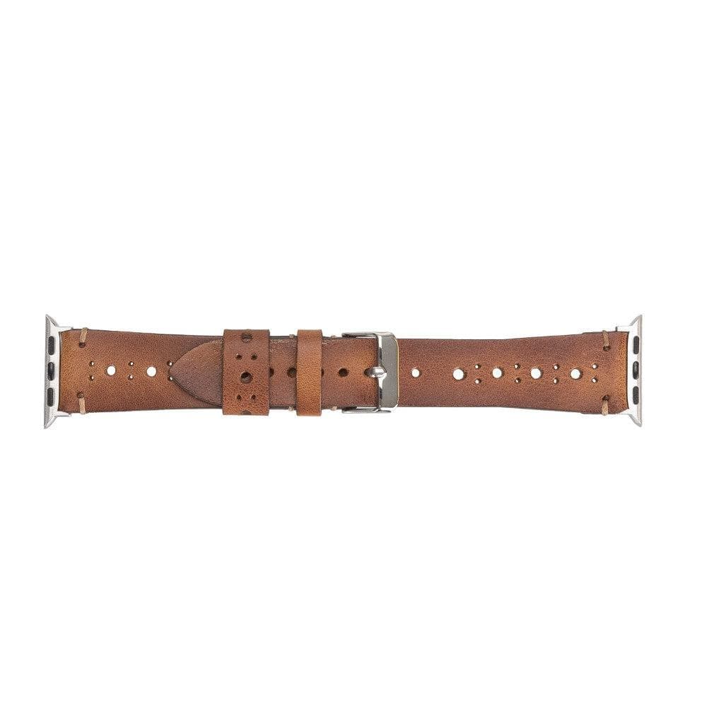 Coventry Classic Apple Watch Leather Strap in premium full-grain leather with stainless steel buckle, showcasing its elegant design.