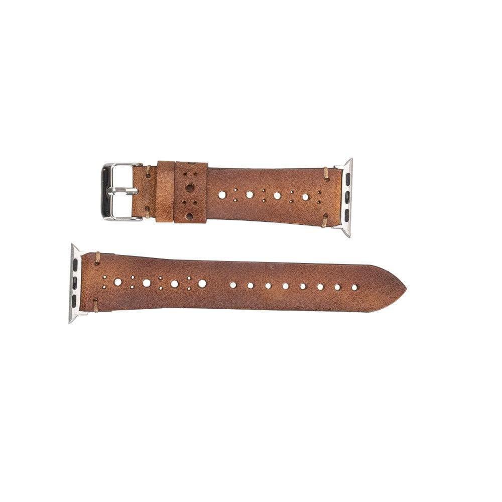 Coventry Classic Apple Watch Leather Strap in premium full-grain leather with stainless steel buckle, showcasing its elegant design.