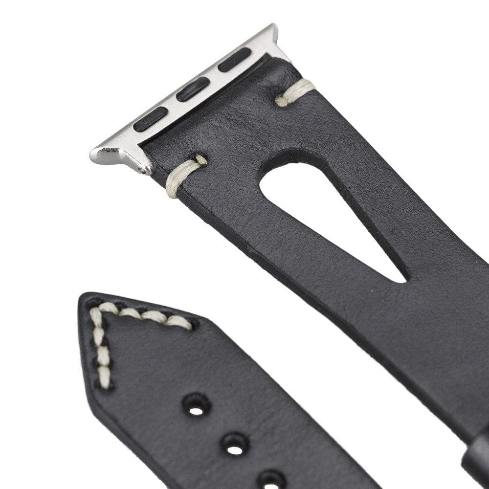 Coventry Classic Apple Watch Leather Strap in premium full-grain leather with stainless steel buckle, showcasing its elegant design.