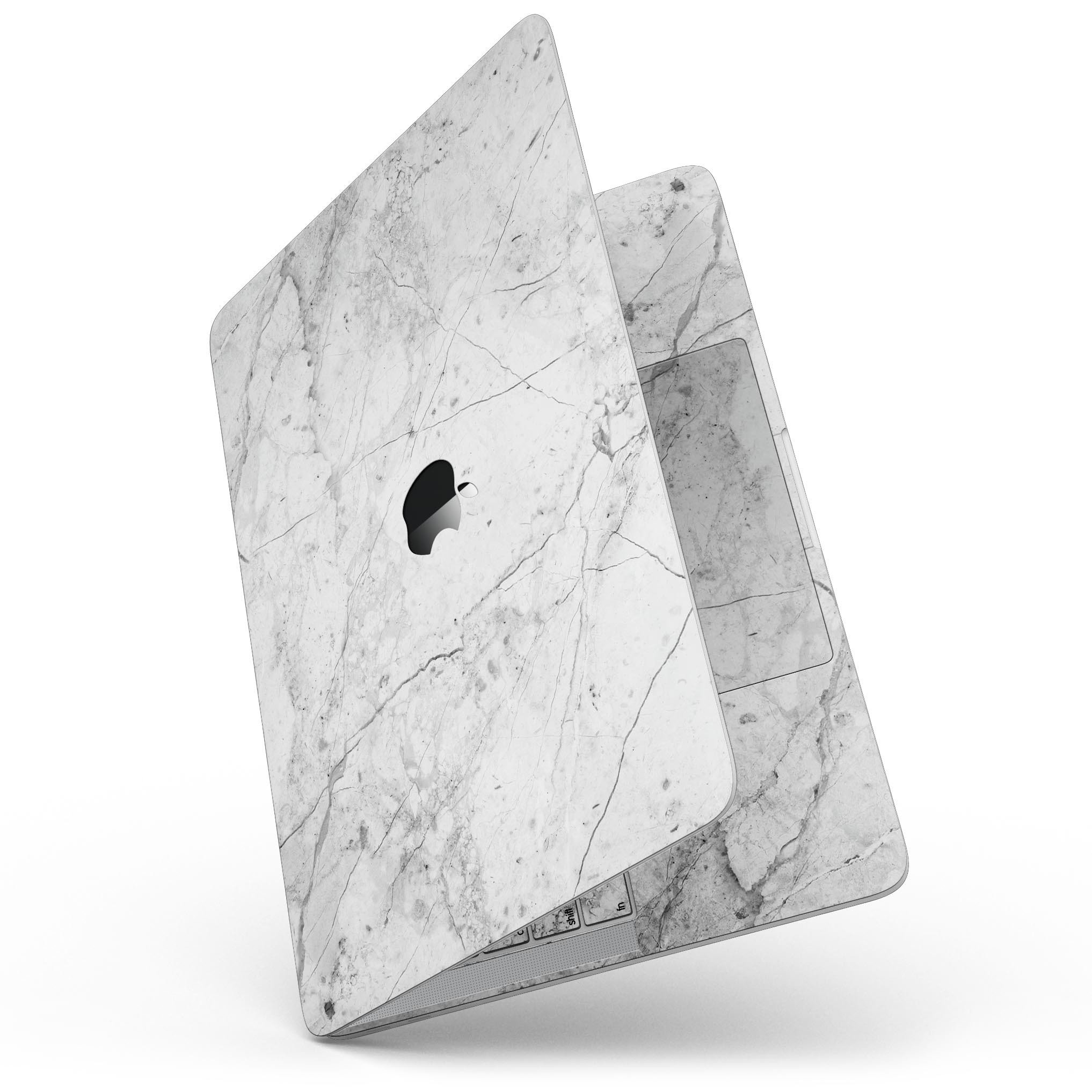 Cracked marble skin kit for 13" MacBook Pro without Touch Bar, showcasing a stylish design that protects the device.
