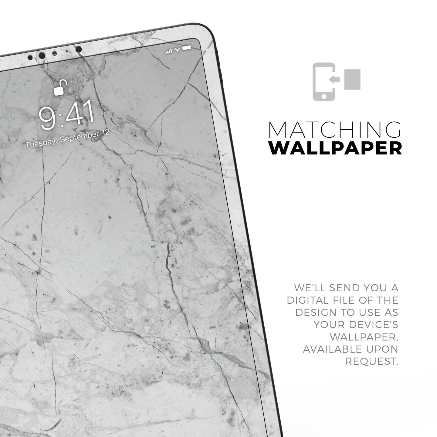 Cracked Marble Surface Full Body Skin Decal for Apple iPad Pro, showcasing a stylish design with premium finish.