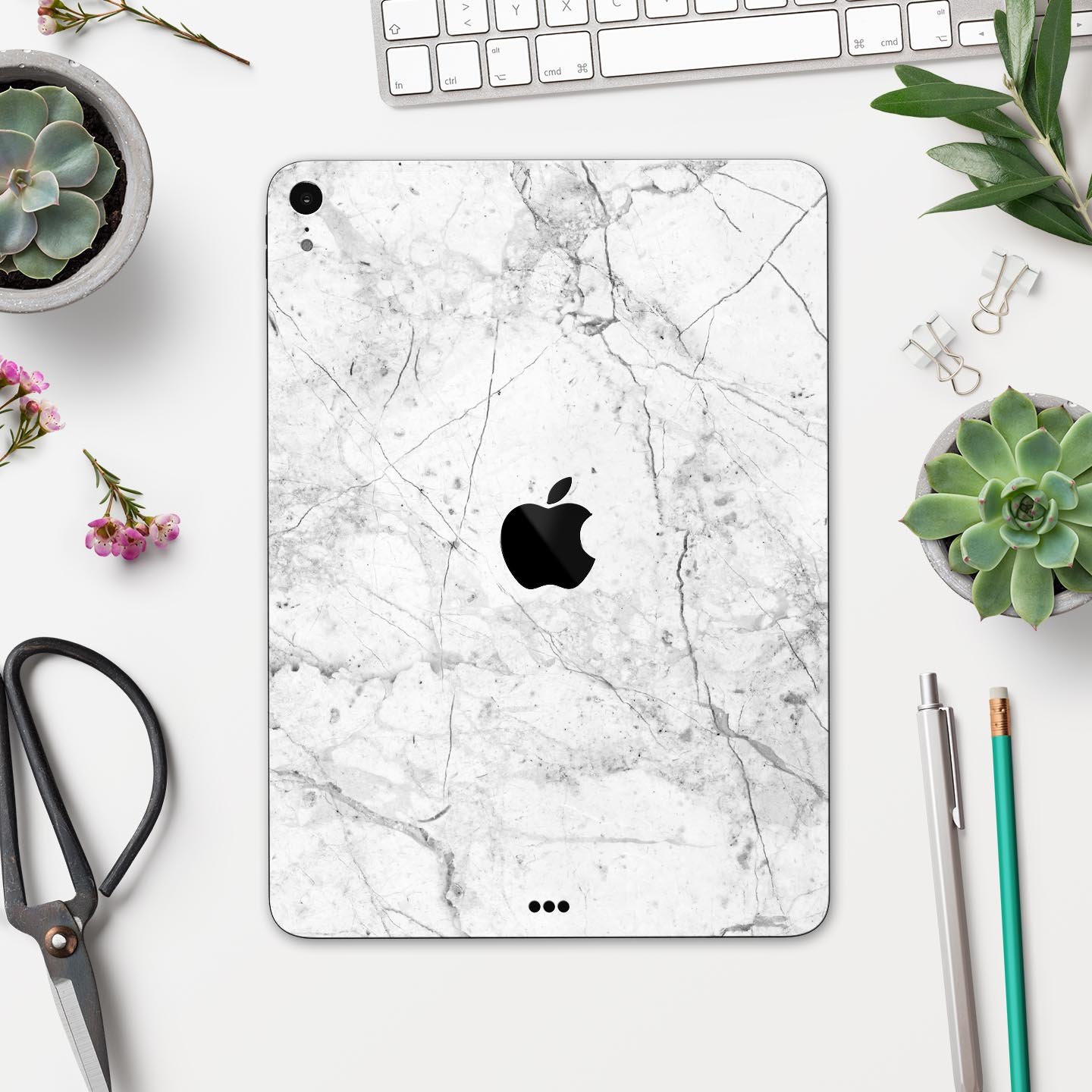 Cracked Marble Surface Full Body Skin Decal for Apple iPad Pro, showcasing a stylish design with premium finish.