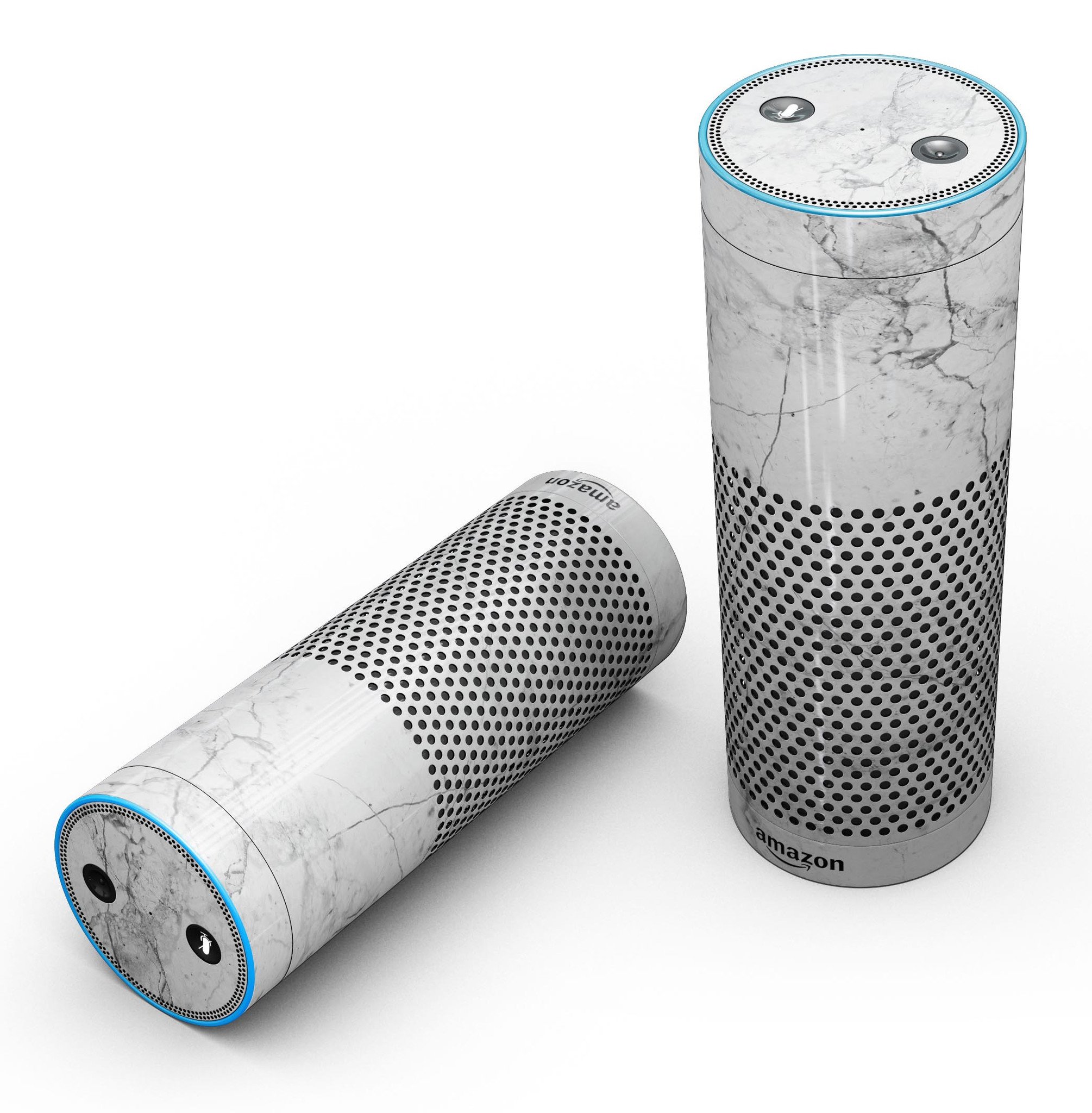 Cracked marble skin kit for Amazon Echo, showcasing a stylish design that offers full-body protection.