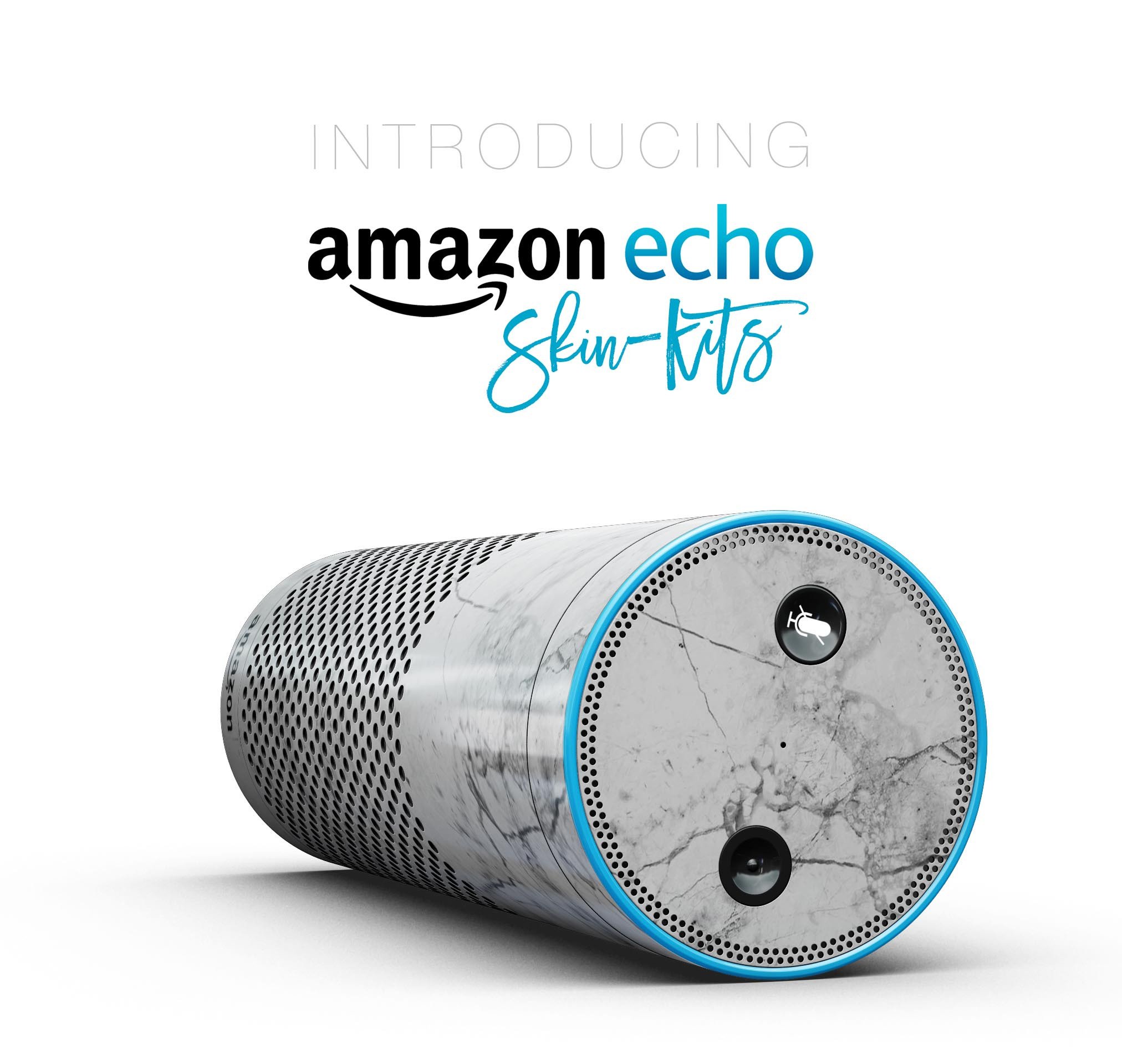 Cracked marble skin kit for Amazon Echo, showcasing a stylish design that offers full-body protection.