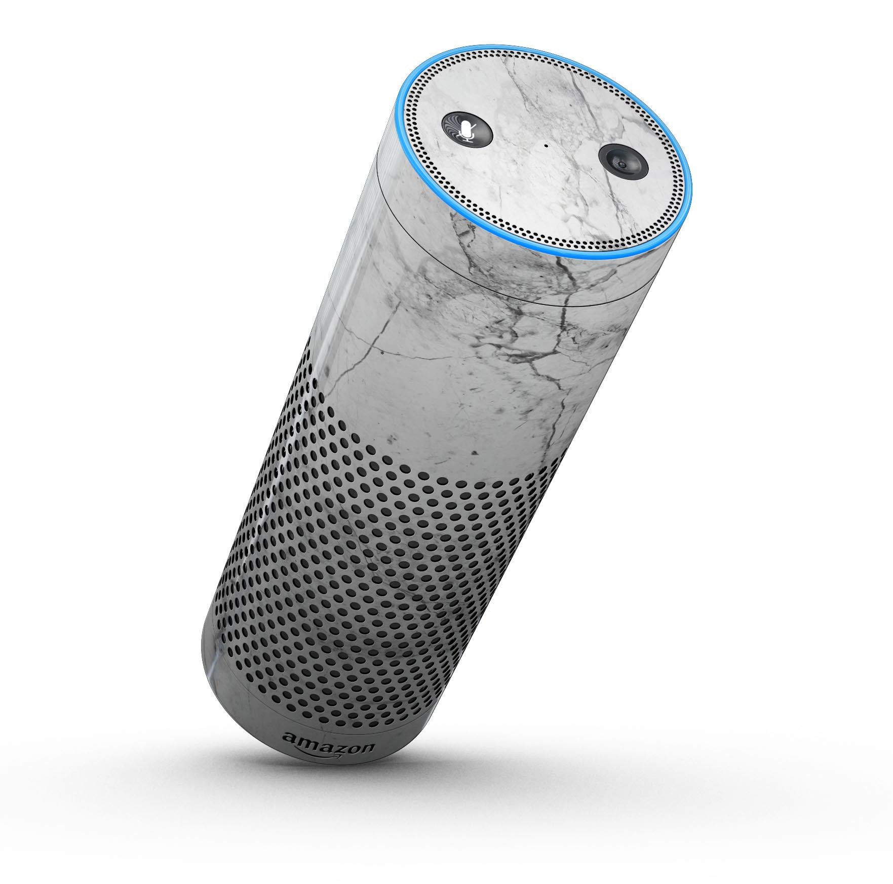 Cracked marble skin kit for Amazon Echo, showcasing a stylish design that offers full-body protection.