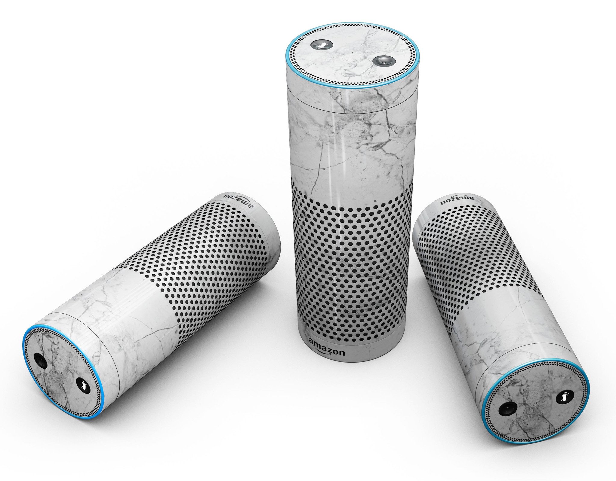 Cracked marble skin kit for Amazon Echo, showcasing a stylish design that offers full-body protection.