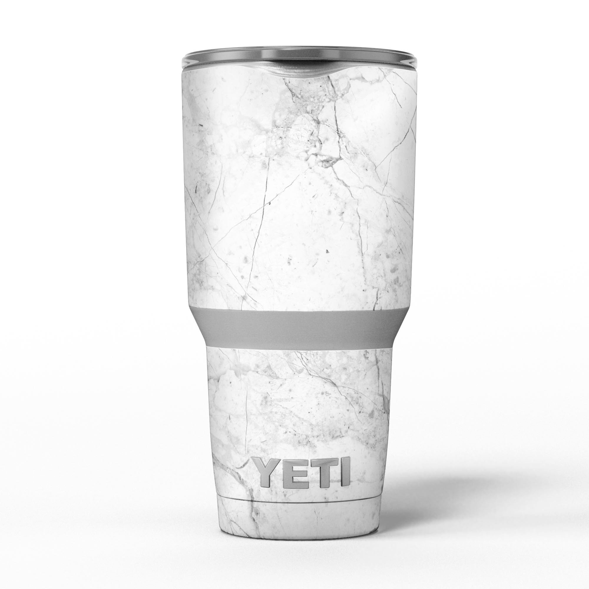 Cracked marble vinyl wrap skin for Yeti Cooler, showcasing a stylish design that enhances protection and aesthetics.