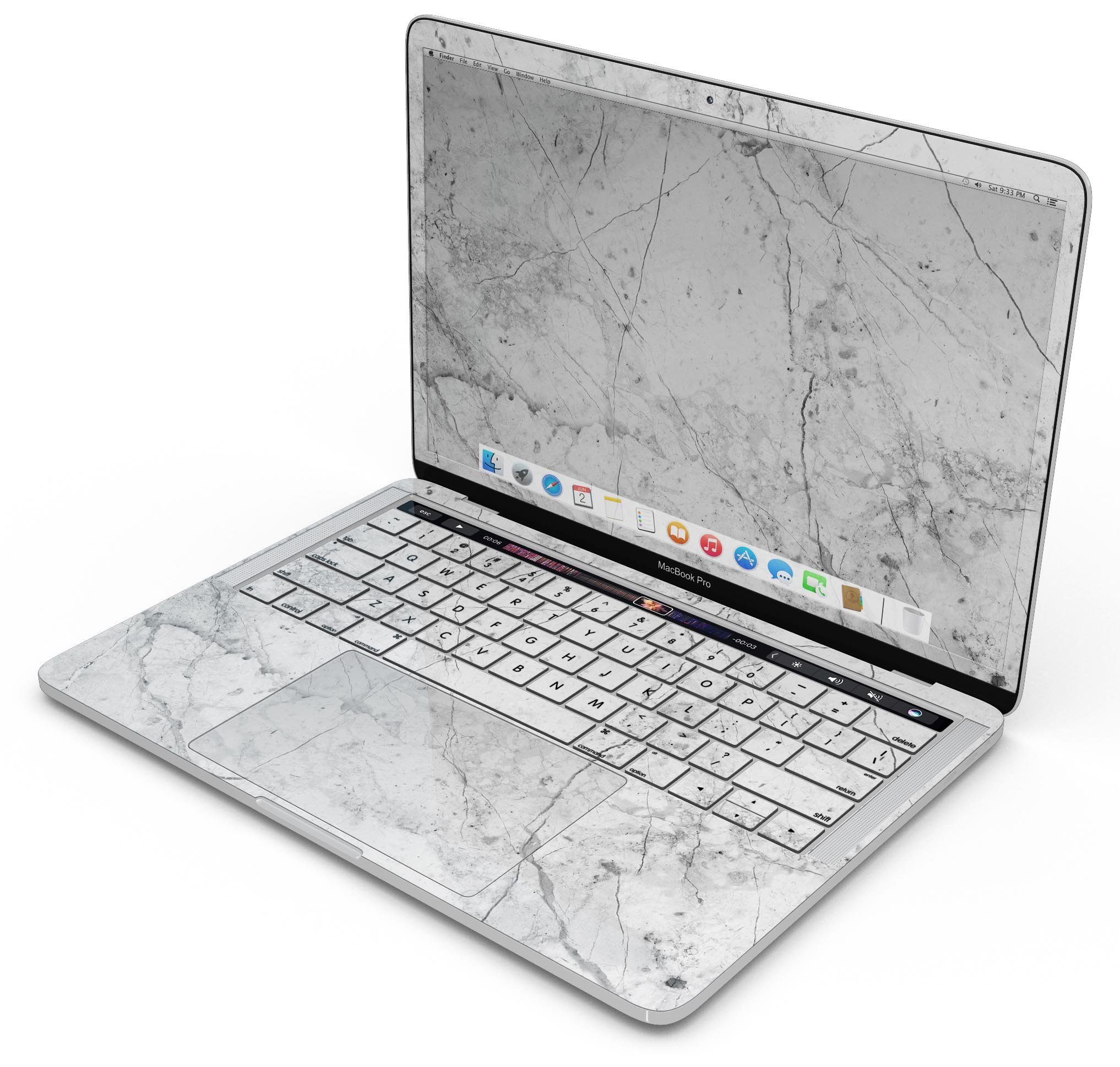 Cracked marble skin decal wrap kit for MacBook, showcasing a stylish design and premium quality finish.