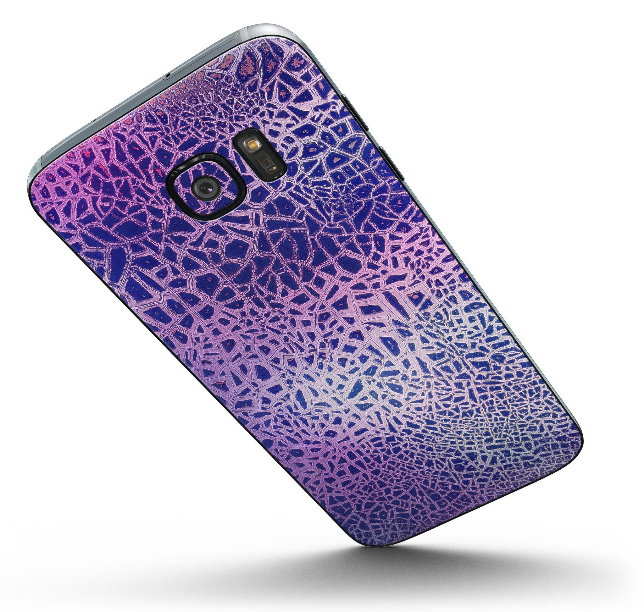 Cracked Purple Texture skin for Samsung Galaxy S7, showcasing vibrant colors and premium vinyl material.