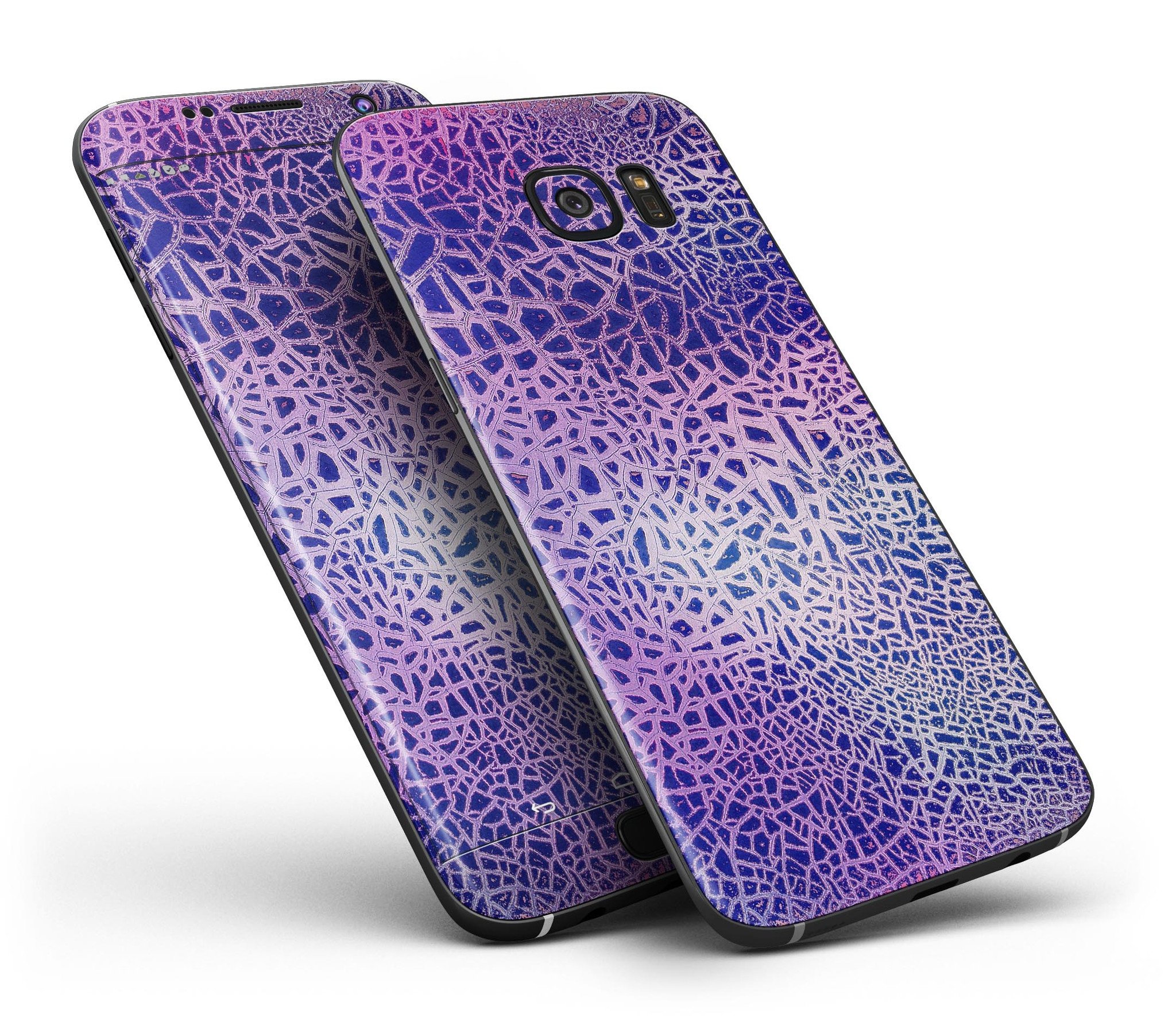 Cracked Purple Texture skin for Samsung Galaxy S7, showcasing vibrant colors and premium vinyl material.