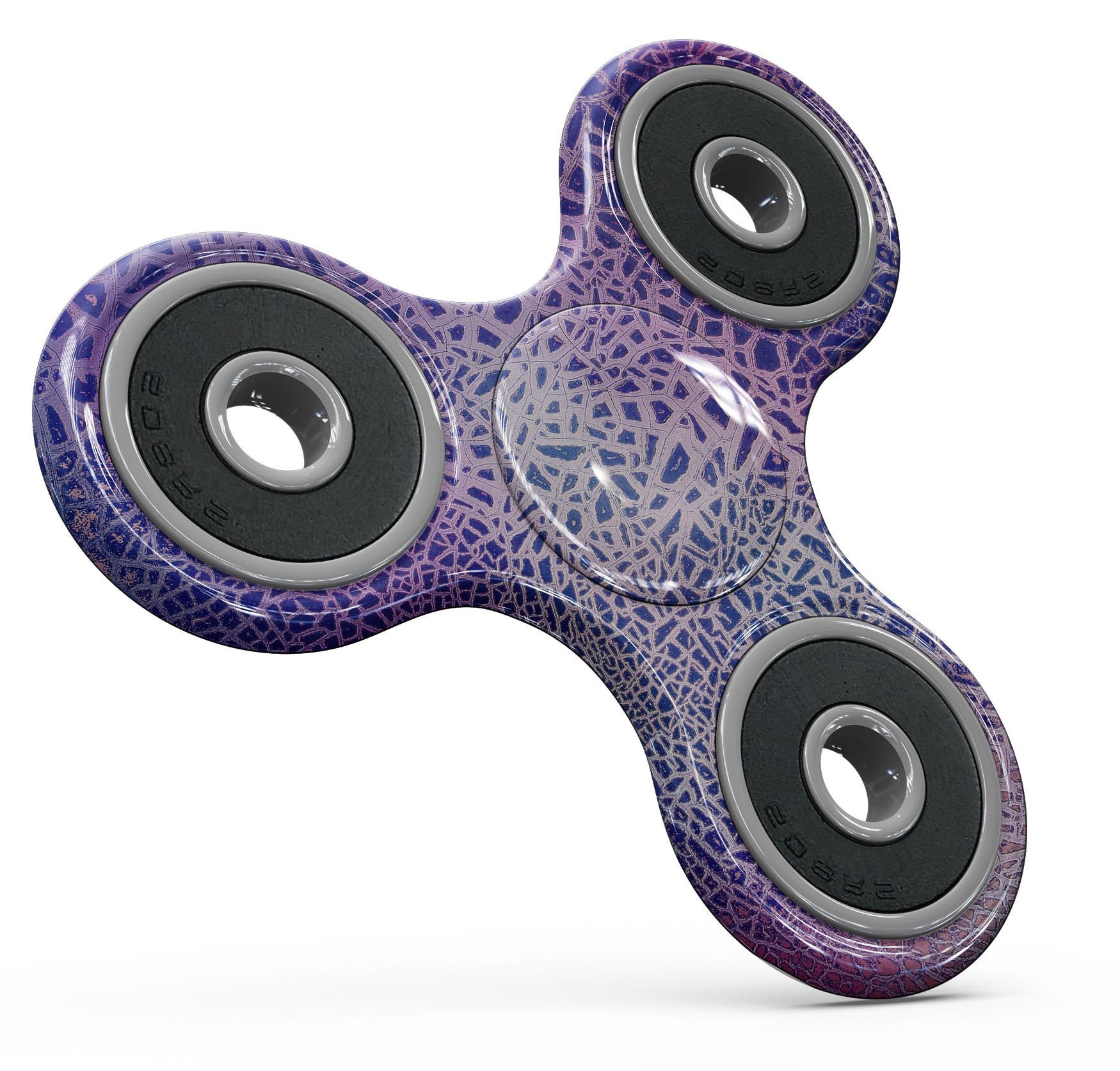 Cracked purple texture full-body skin kit for fidget spinner, showcasing vibrant design and premium vinyl material.