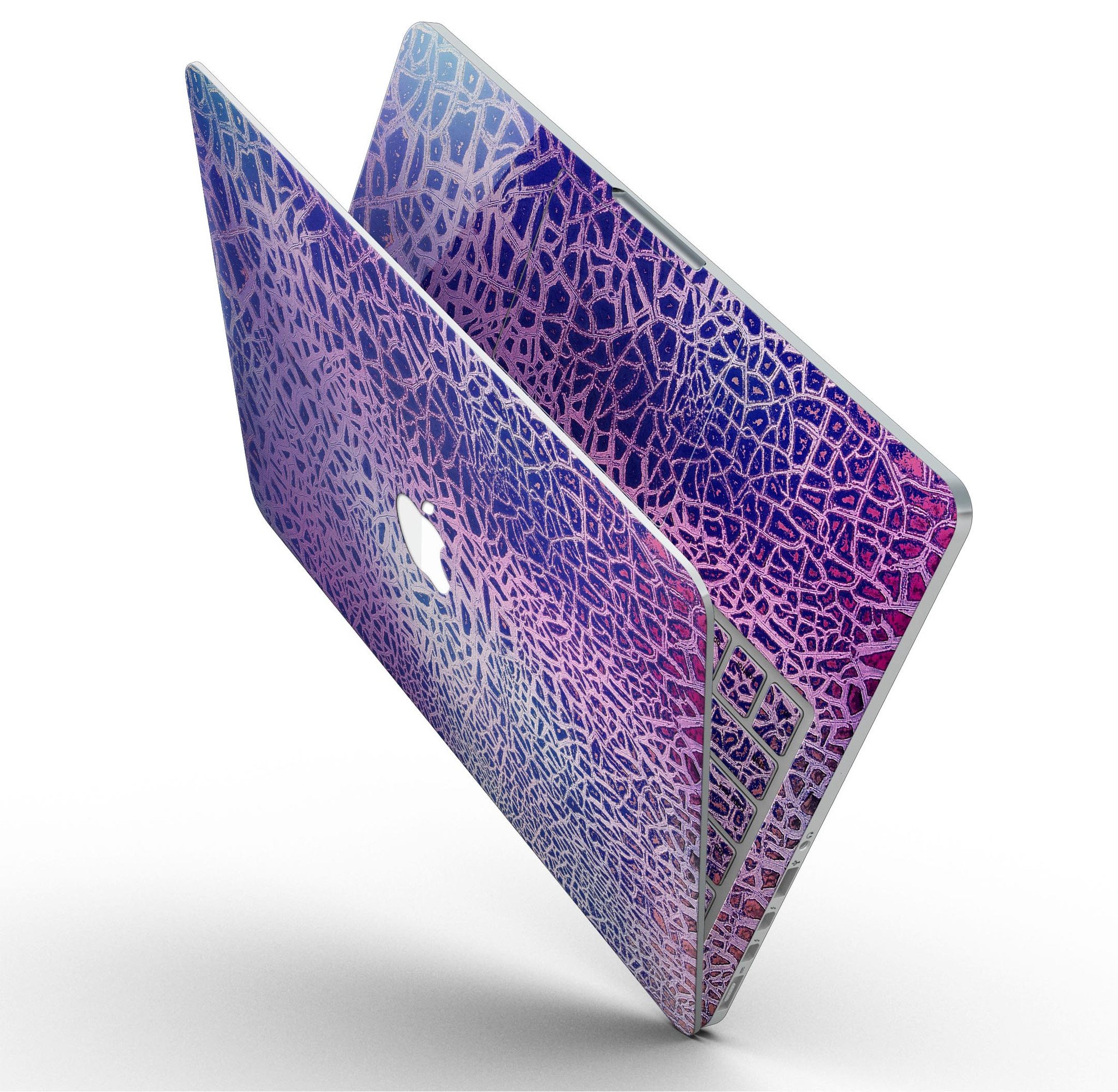 Cracked Purple Texture skin for MacBook Pro with Retina Display, showcasing vibrant purple design and premium vinyl material.