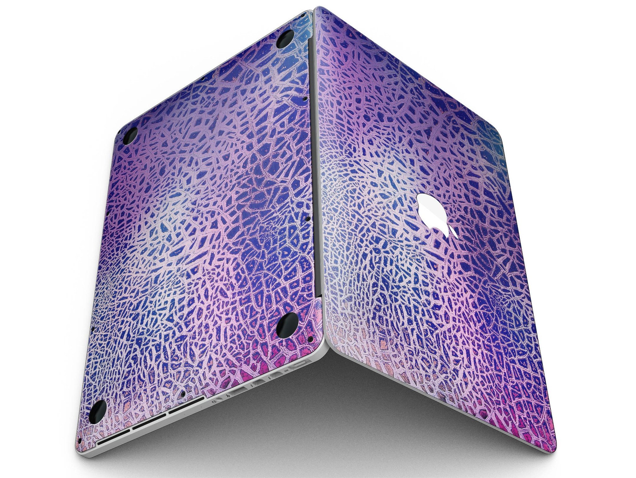 Cracked Purple Texture skin for MacBook Pro with Retina Display, showcasing vibrant purple design and premium vinyl material.