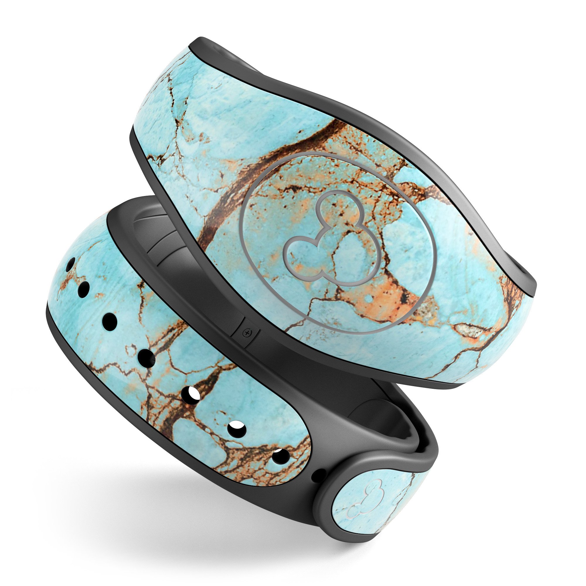 Cracked Teal Stone decal skin wrap kit for Disney Magic Band, showcasing a stylish design with a textured teal pattern.