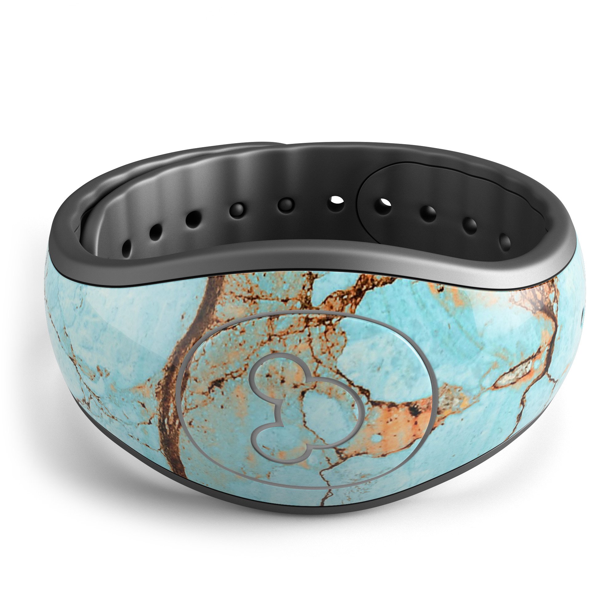 Cracked Teal Stone decal skin wrap kit for Disney Magic Band, showcasing a stylish design with a textured teal pattern.
