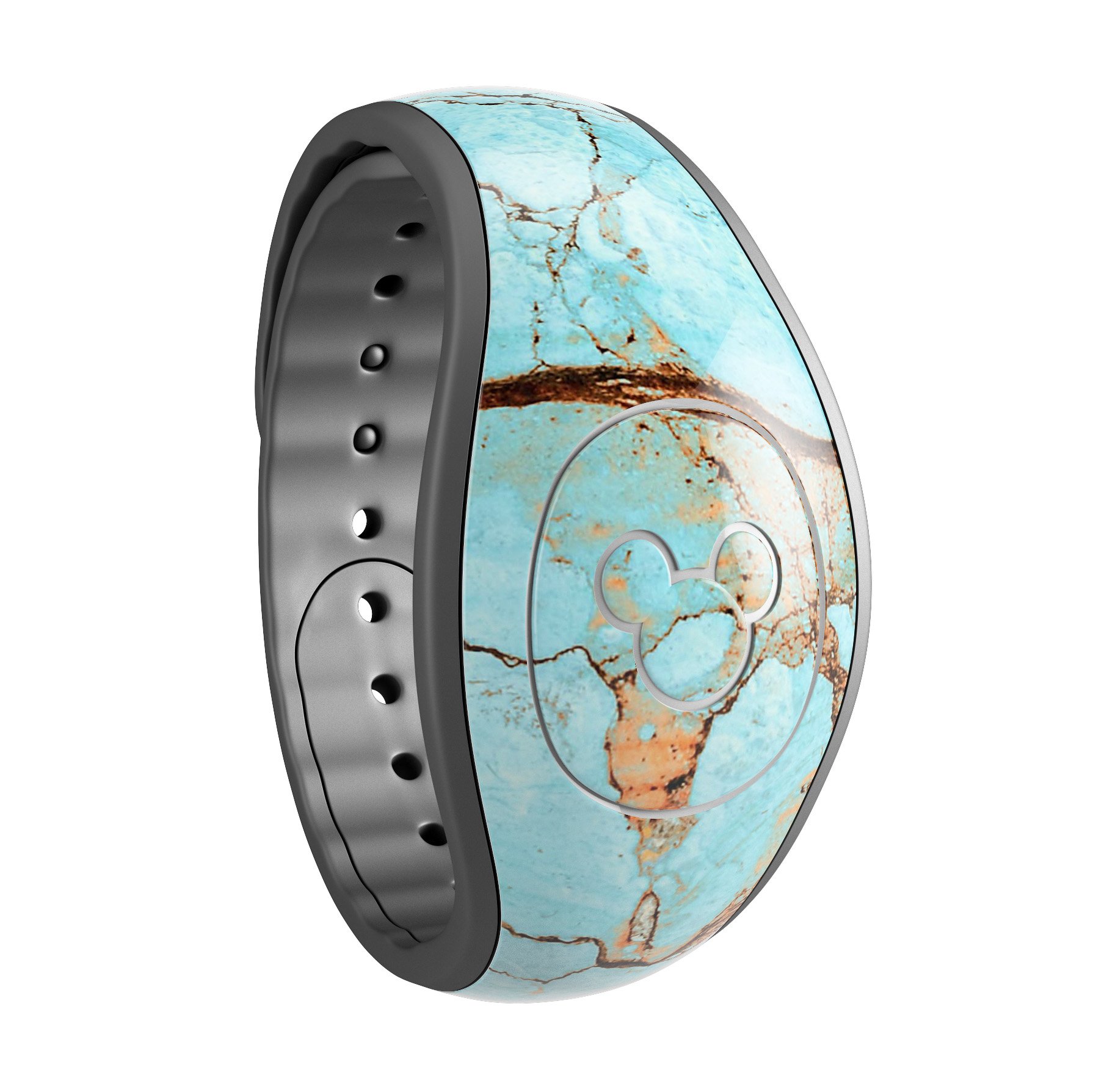 Cracked Teal Stone decal skin wrap kit for Disney Magic Band, showcasing a stylish design with a textured teal pattern.
