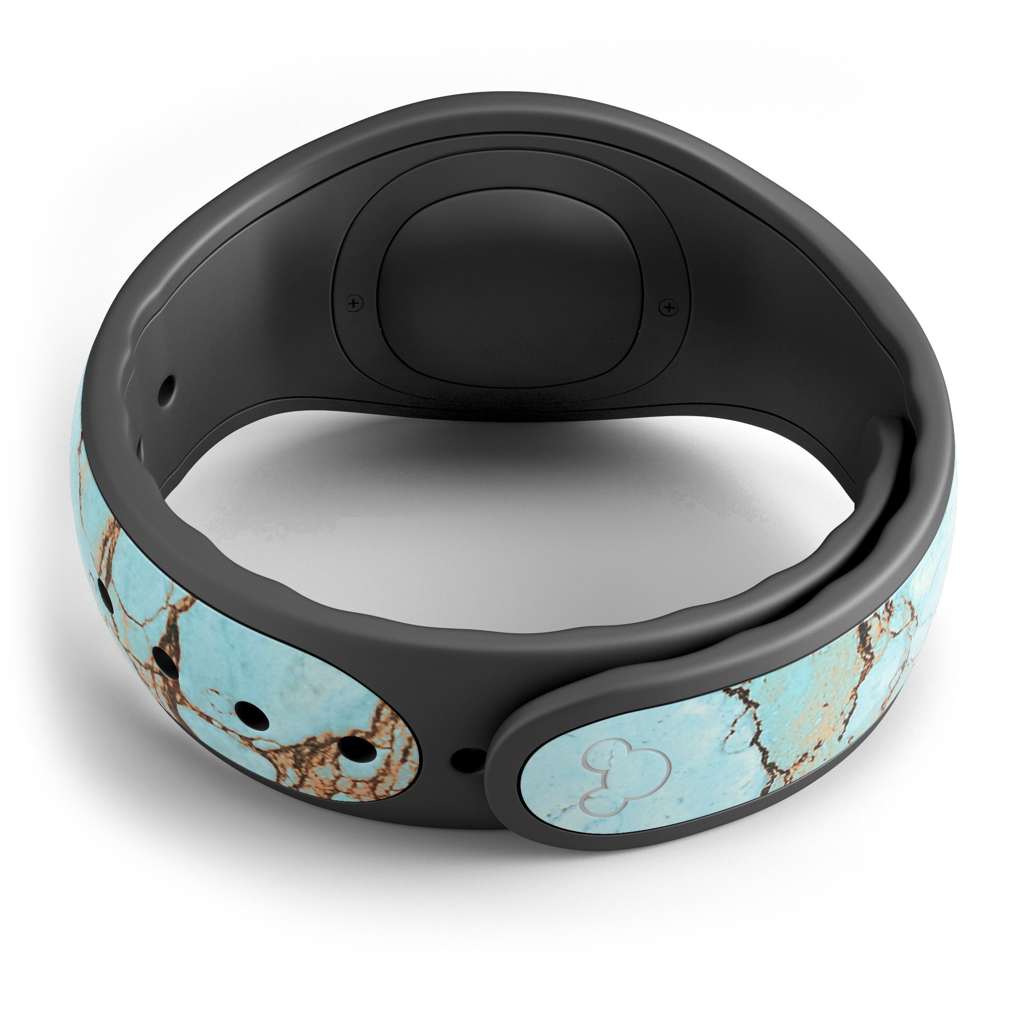 Cracked Teal Stone decal skin wrap kit for Disney Magic Band, showcasing a stylish design with a textured teal pattern.