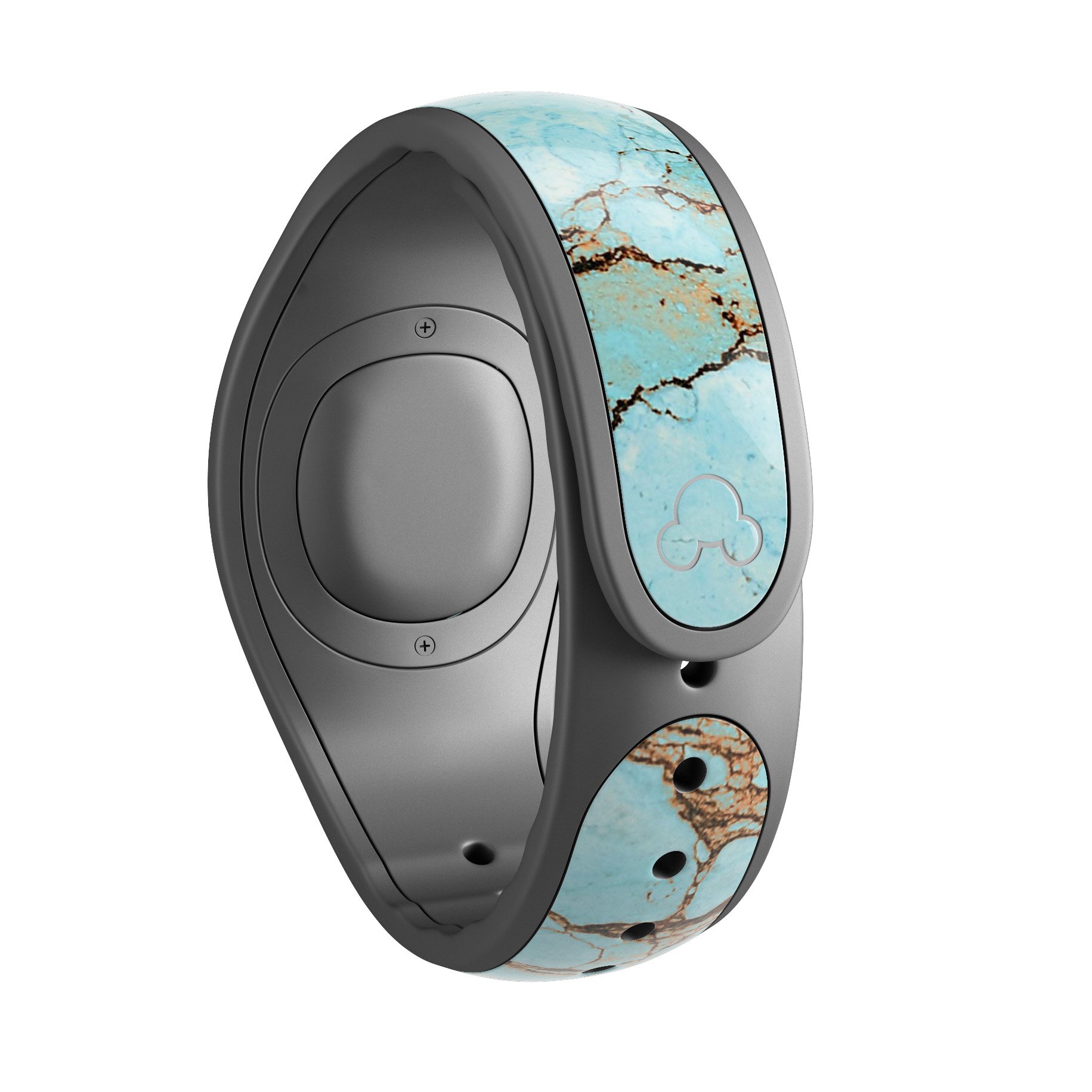 Cracked Teal Stone decal skin wrap kit for Disney Magic Band, showcasing a stylish design with a textured teal pattern.