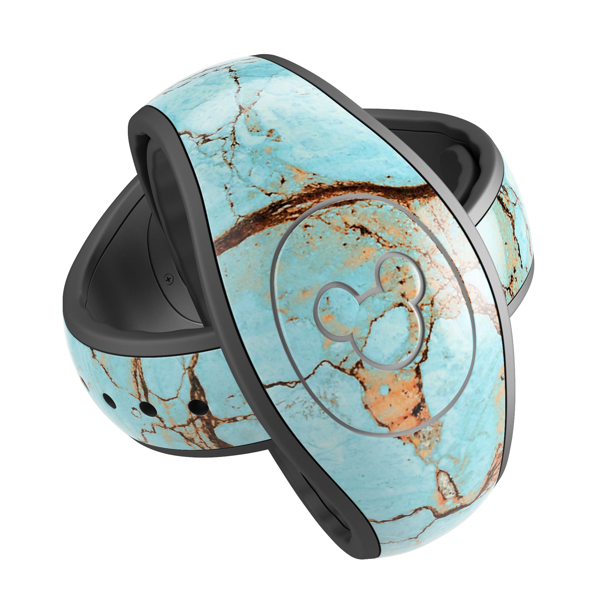 Cracked Teal Stone decal skin wrap kit for Disney Magic Band, showcasing a stylish design with a textured teal pattern.