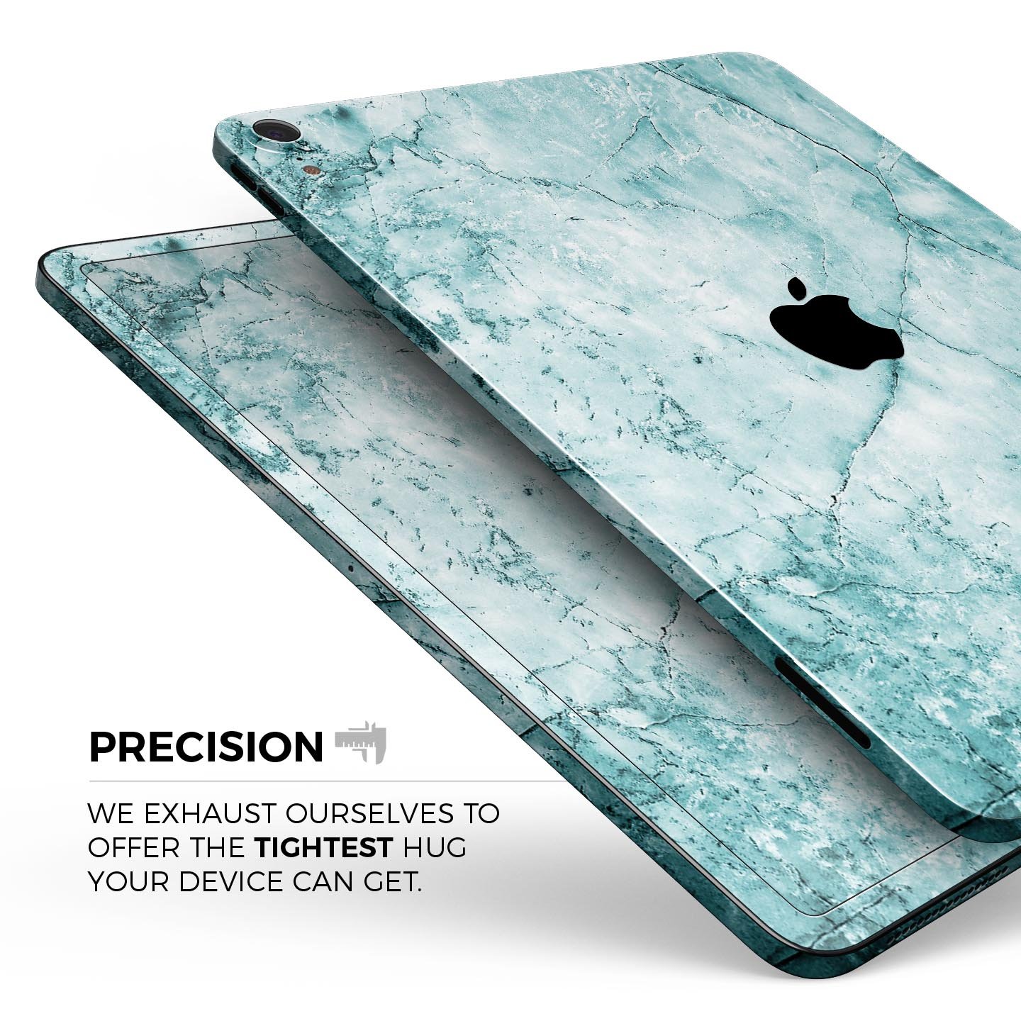 Cracked Turquoise Marble Surface Skin Decal for Apple devices, showcasing a vibrant marble design with a smooth finish.