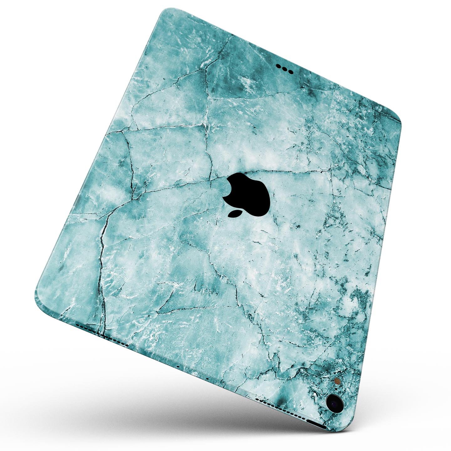 Cracked Turquoise Marble Surface Skin Decal for Apple devices, showcasing a vibrant marble design with a smooth finish.