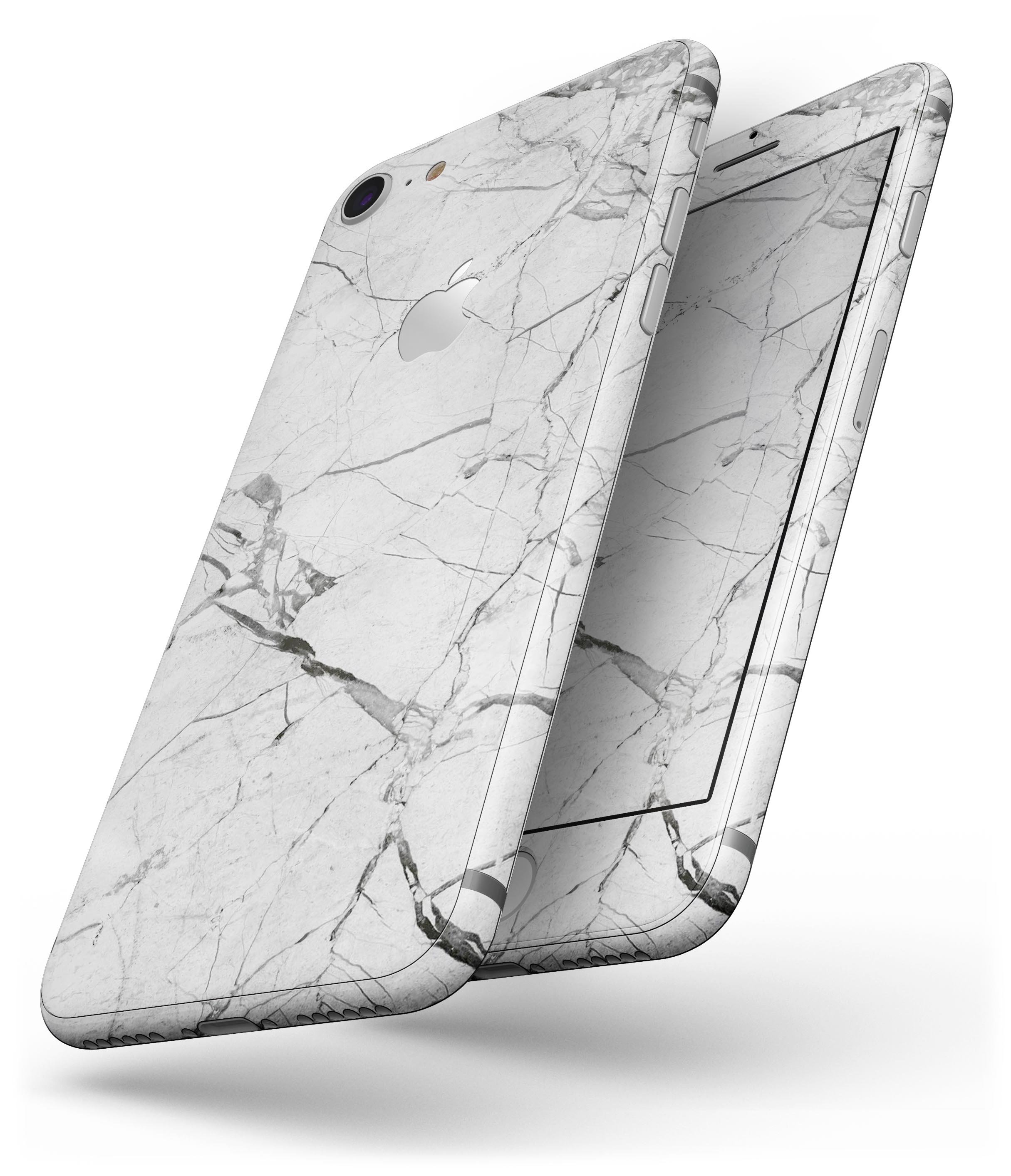 Cracked White Marble Slate skin for iPhone 8 and 8 Plus, showcasing a stylish marble design with a smooth finish.
