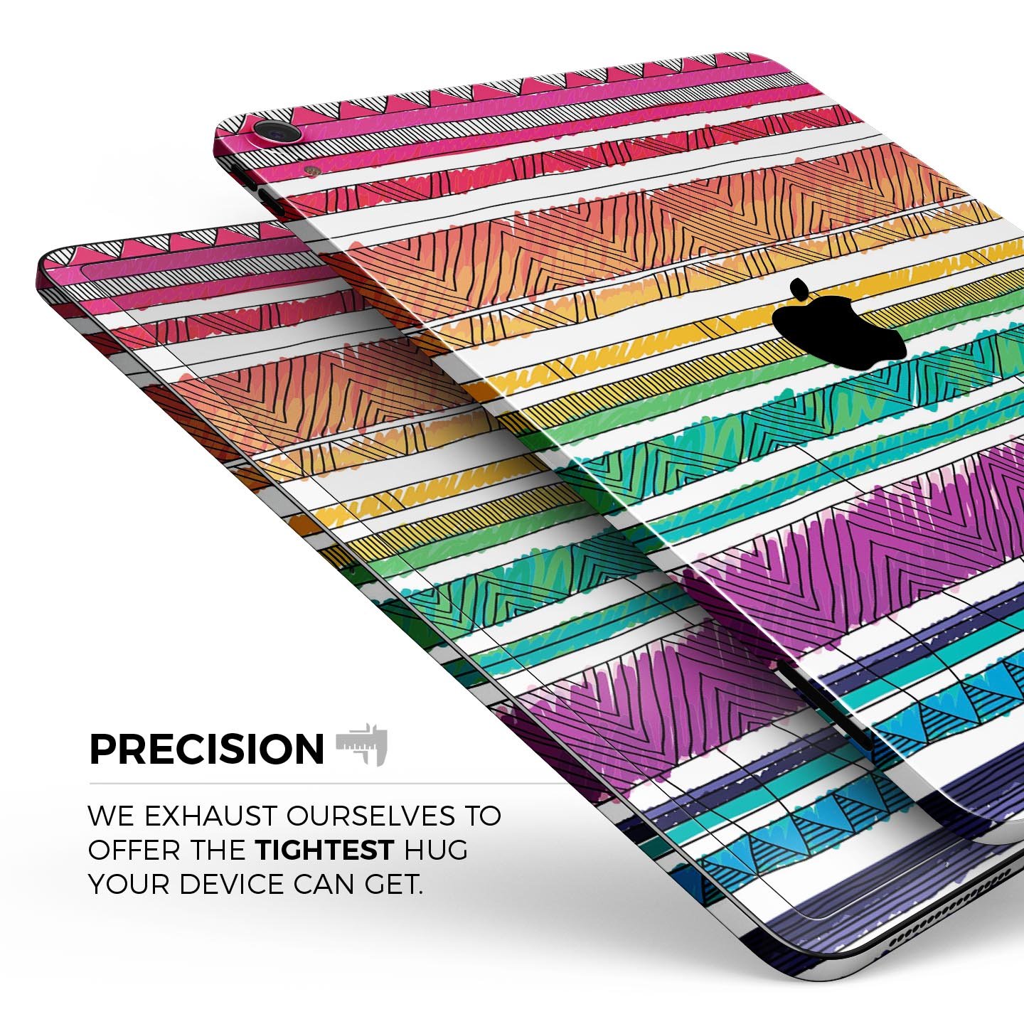 Colorful crayon doodle patterns skin decal for Apple devices, showcasing vibrant designs and premium quality materials.