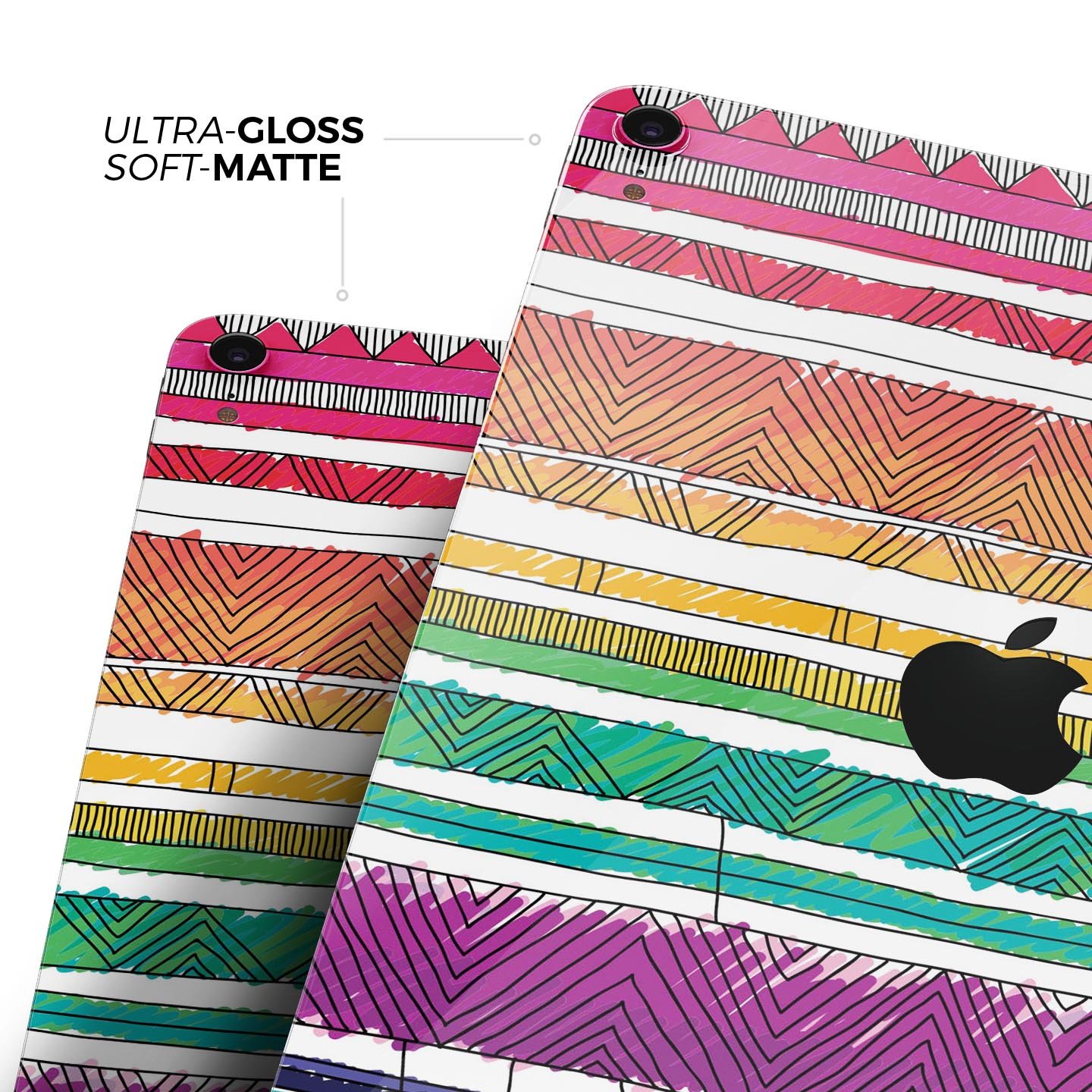 Colorful crayon doodle patterns skin decal for Apple devices, showcasing vibrant designs and premium quality materials.