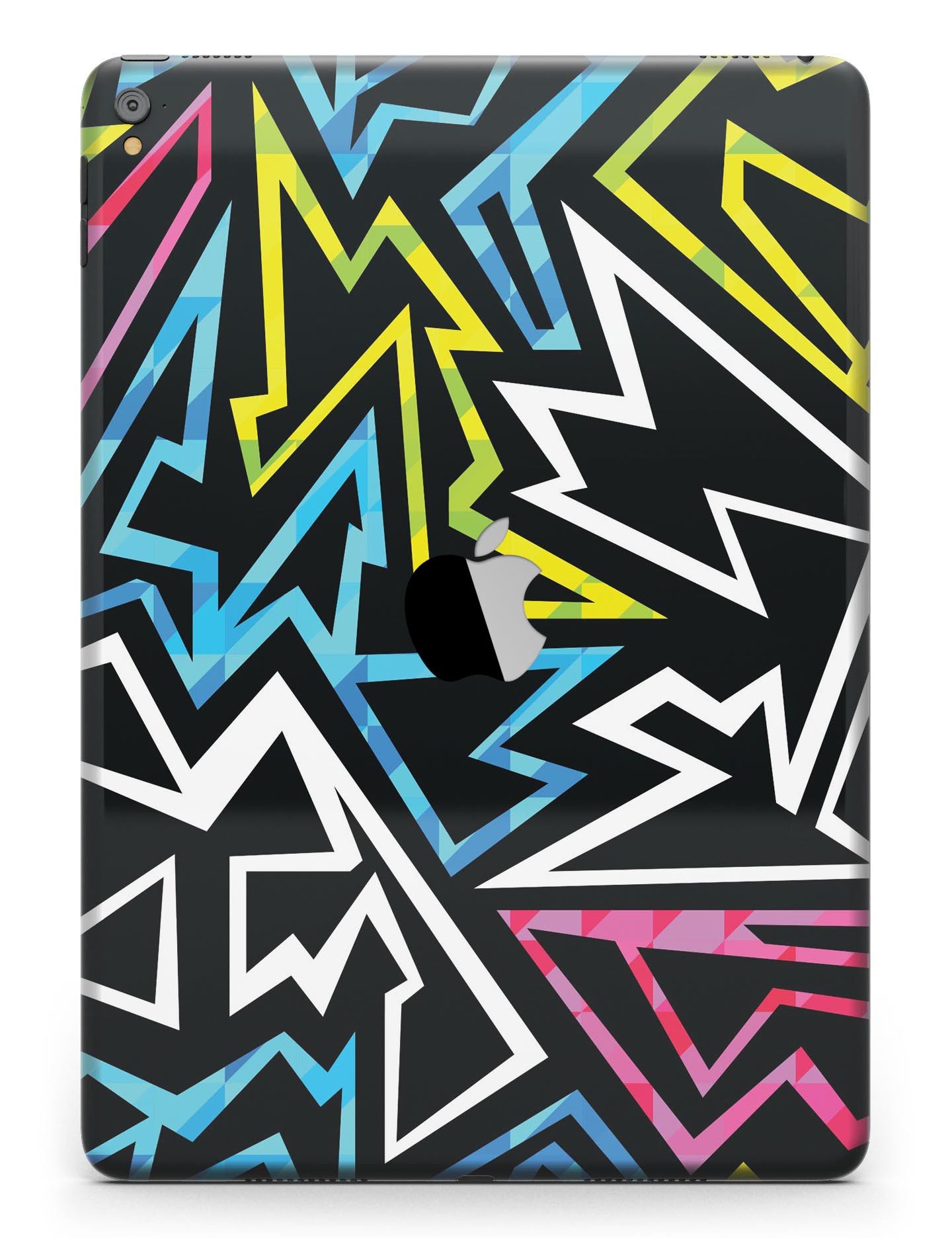 Crazy Retro Squiggles V1 Full Body Skin for iPad Pro, showcasing vibrant squiggle patterns on a sleek vinyl surface.