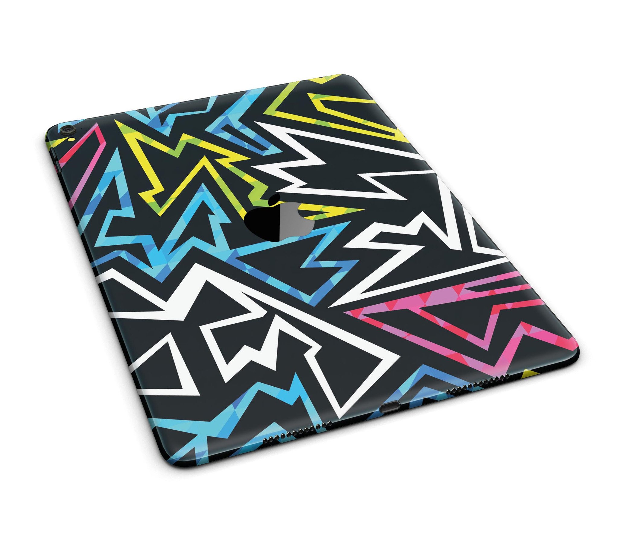 Crazy Retro Squiggles V1 Full Body Skin for iPad Pro, showcasing vibrant squiggle patterns on a sleek vinyl surface.
