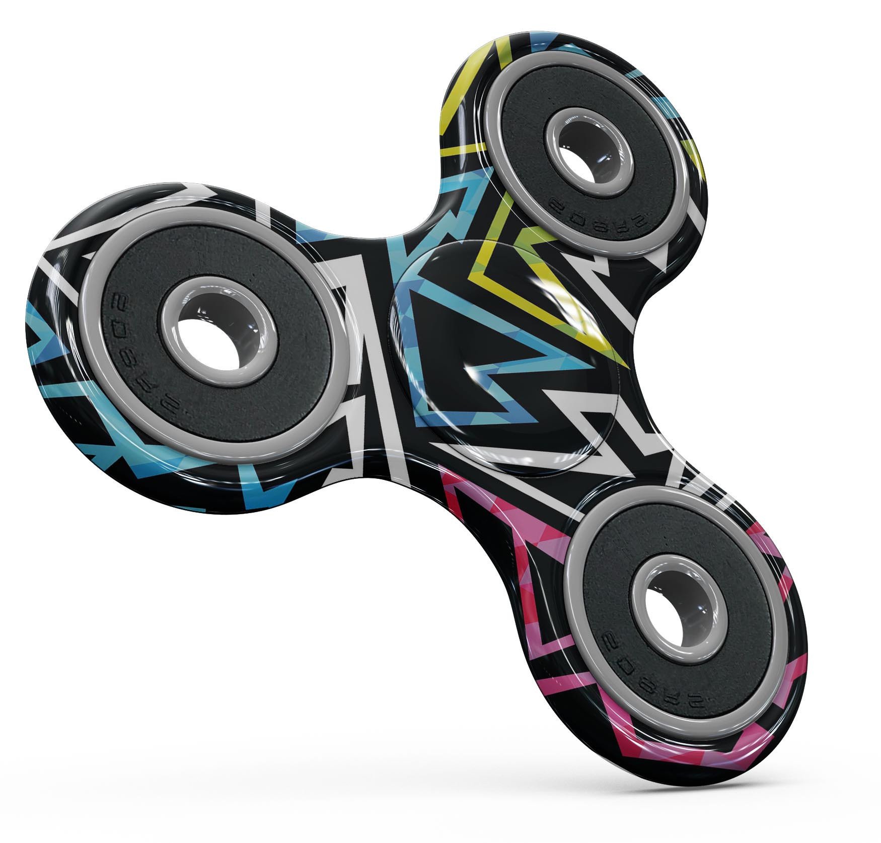 Crazy Retro Squiggles V1 Full-Body Fidget Spinner Skin-Kit showcasing vibrant squiggle design on premium vinyl.